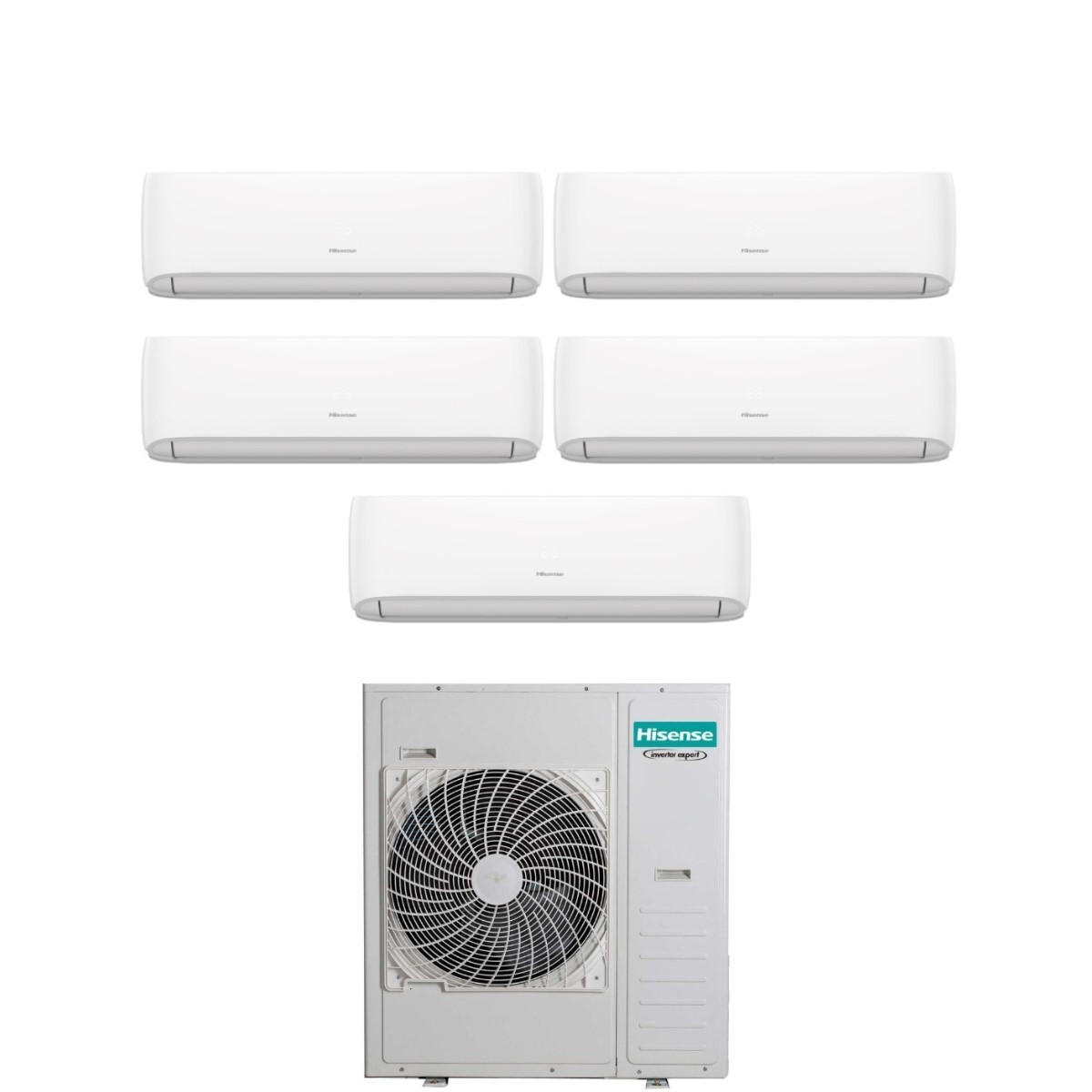 Image of Climatizzatore Condizionatore Hisense Penta Split Inverter serie HI-COMFORT 9+9+9+12+12 con 5AMW125U4RTA R-32 Wi-Fi Integrato 9000+9000+9000+12000+12000