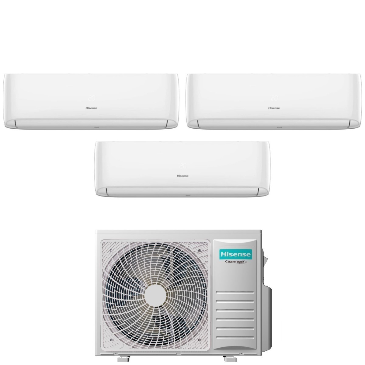 Image of Climatizzatore Condizionatore Hisense Trial Split Inverter serie HI-COMFORT 7+7+7 con 3AMW52U4RJC R-32 Wi-Fi Integrato 7000+7000+7000