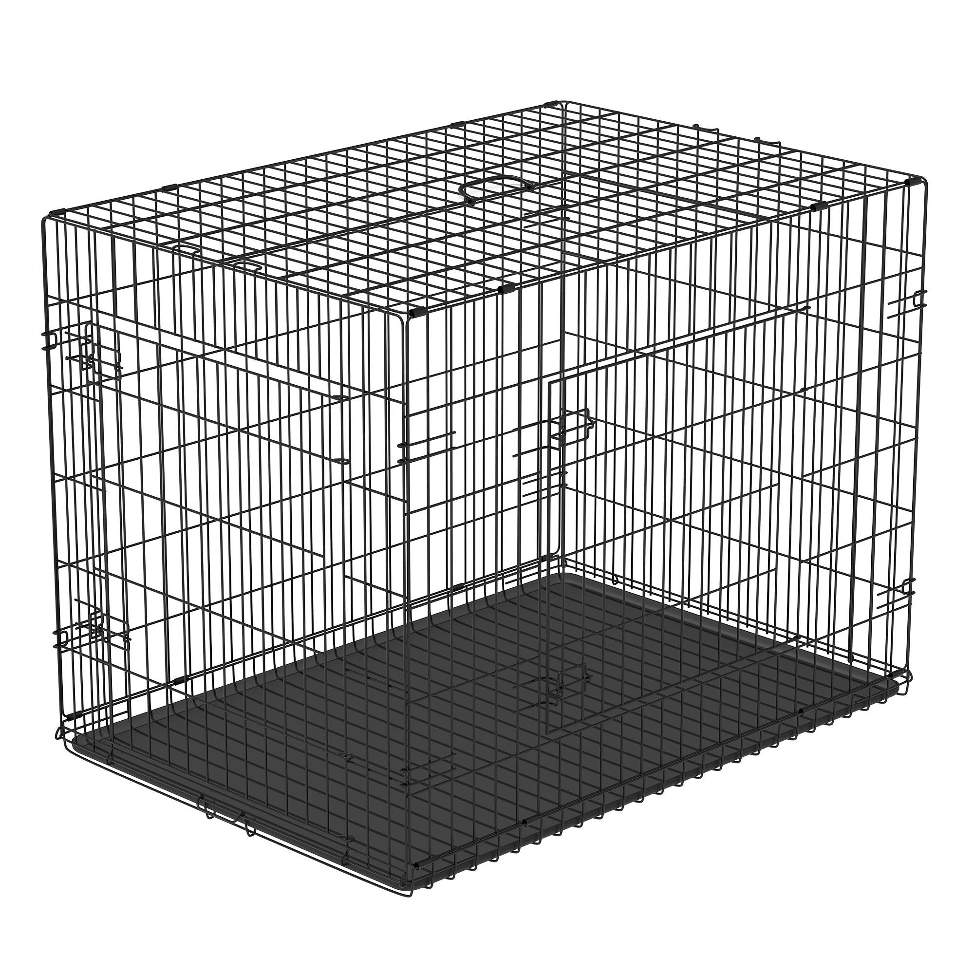 Image of Easycomfort Gabbia per Animali Domestici Trasportino per Cani e Gatti Pieghevole in Acciaio Doppia Apertura, 76x46x52cm, Nero