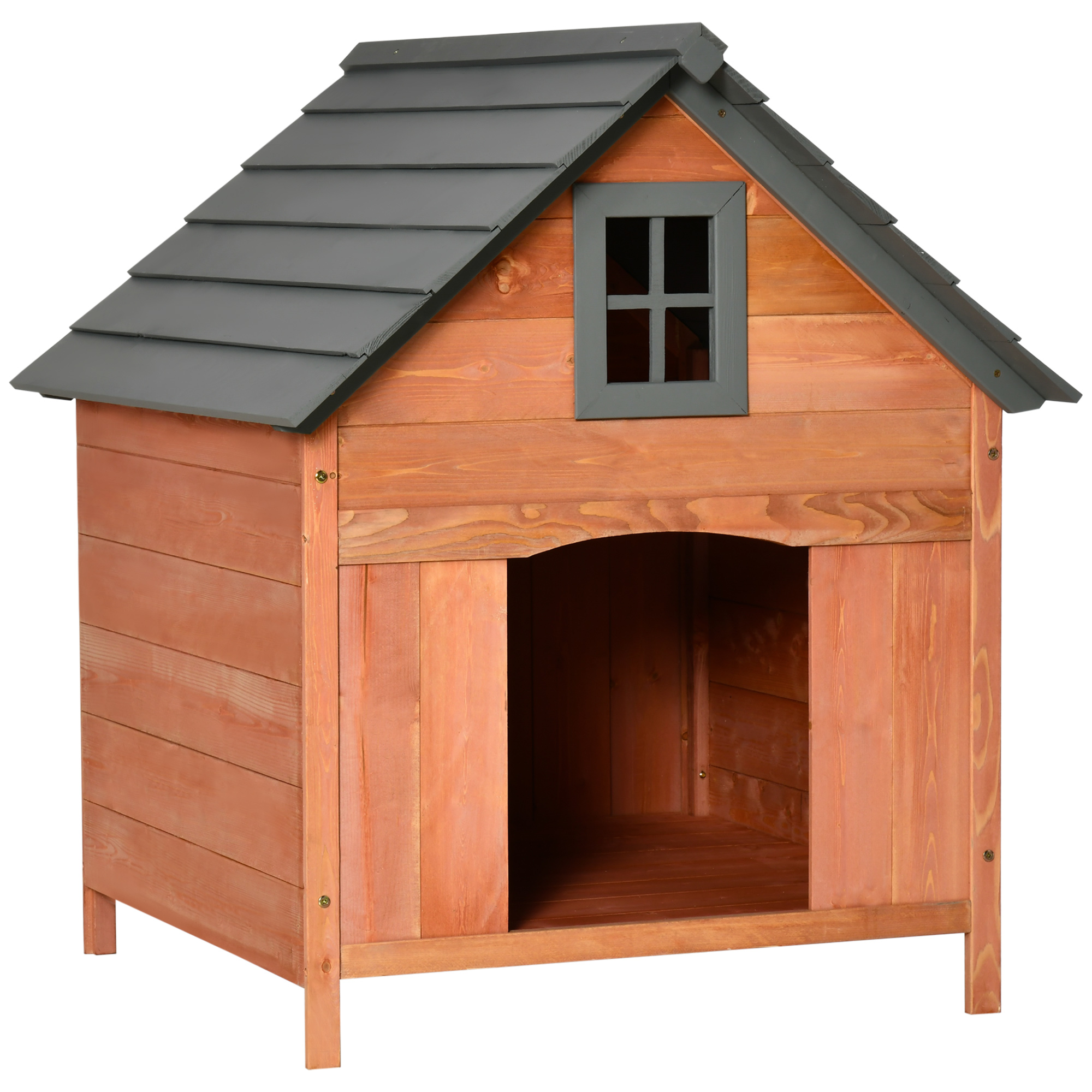 Image of Easycomfort Casetta Rialzata per Cani fino a 15 kg, Cuccia per Cani Gatti da Esterno in Legno di Abete, 81.3x91.5x98.5 cm
