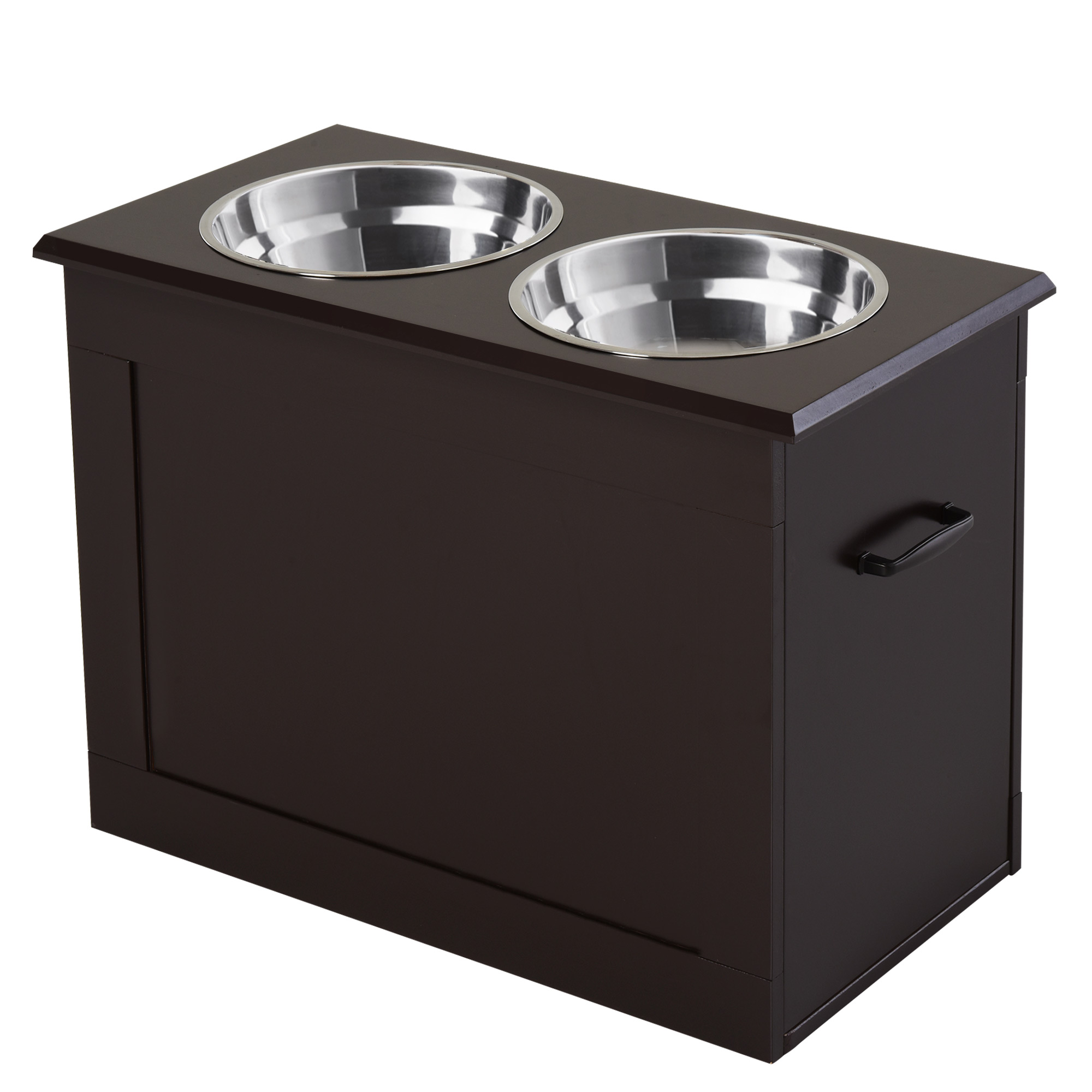 Easycomfort Ciotole Rialzate per Cani Grandi, Supporto Portaciotole in MDF con 2 Ciotole in Acciaio Inox, 60x30x41 cm, Marrone