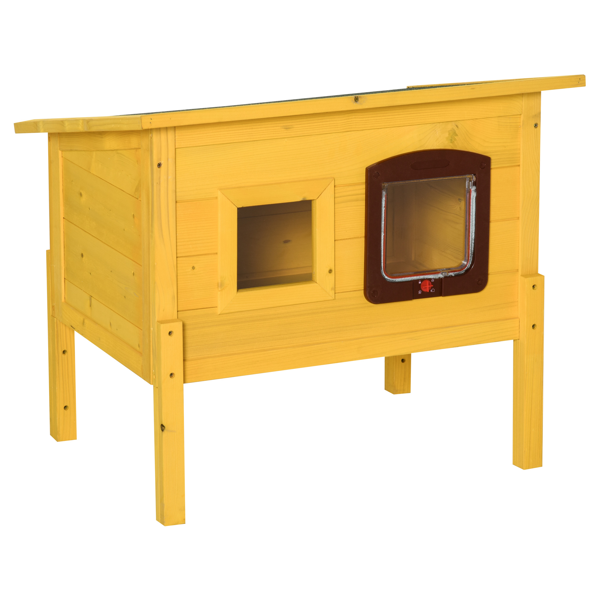Image of Easycomfort Cuccia Casetta per Animali Domestici in Legno di Abete 70 x 51.5 x 60cm
