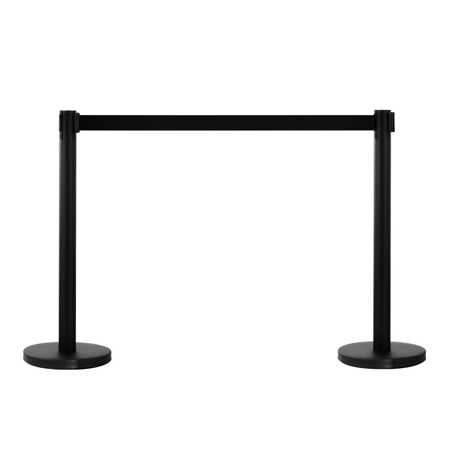 Image of Easycomfort Set 2 Colonnine Segnapercorso con Nastro Estendibile di 2 m, Paletti Delimitazione in Acciaio Inox e Nylon, Ø32x90 cm, Nero