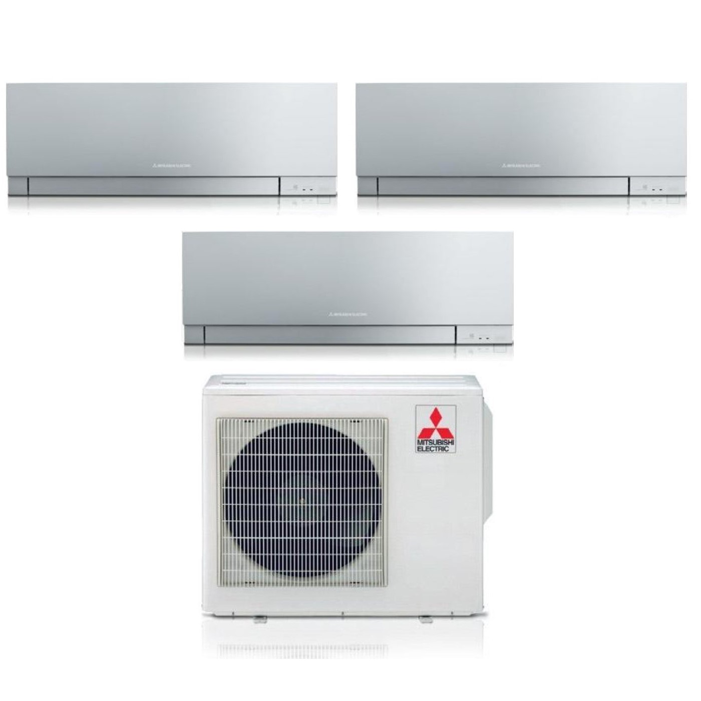 Image of Climatizzatore Condizionatore Mitsubishi Electric Trial Split Inverter serie KIRIGAMINE ZEN SILVER MSZ-EF 12+12+12 con MXZ-3F68VF R-32 Wi-Fi Integrato Colore Argento 12000+12000+12000