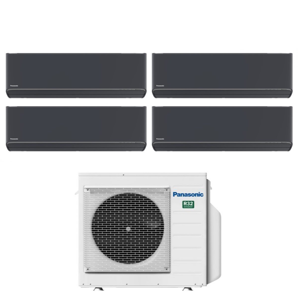 Image of Climatizzatore Condizionatore Panasonic Quadri Split Inverter Serie Etherea Dark 7+9+9+12 con CU-4Z68TBE R-32 Wi-Fi Integrato Colore Grigio Grafite 7000+9000+9000+12000