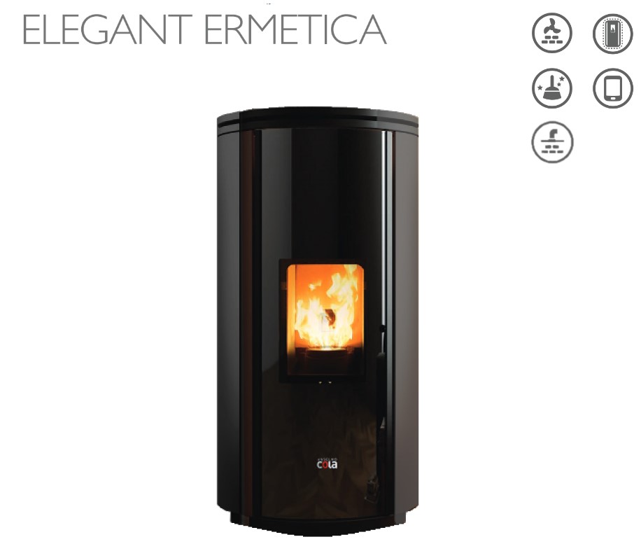 Image of Stufa a Pellet Anselmo Cola Extraflame Modello ELEGANT ERMETICA 8,5 kW Disponibile in Vari Colori
