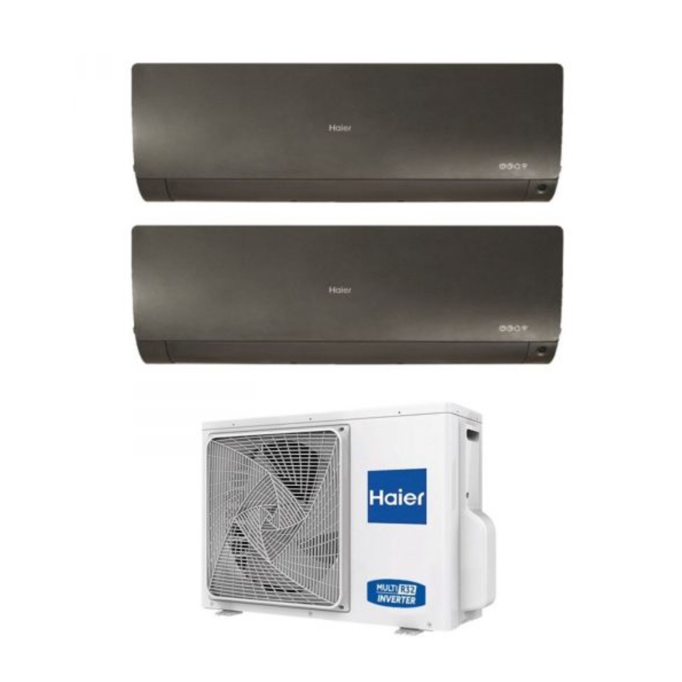 Image of Climatizzatore Condizionatore Haier Dual Split Inverter serie FLEXIS PLUS BLACK 7+12 con 2U40S2SM1FA R-32 Wi-Fi Integrato Colore Nero 7000+12000