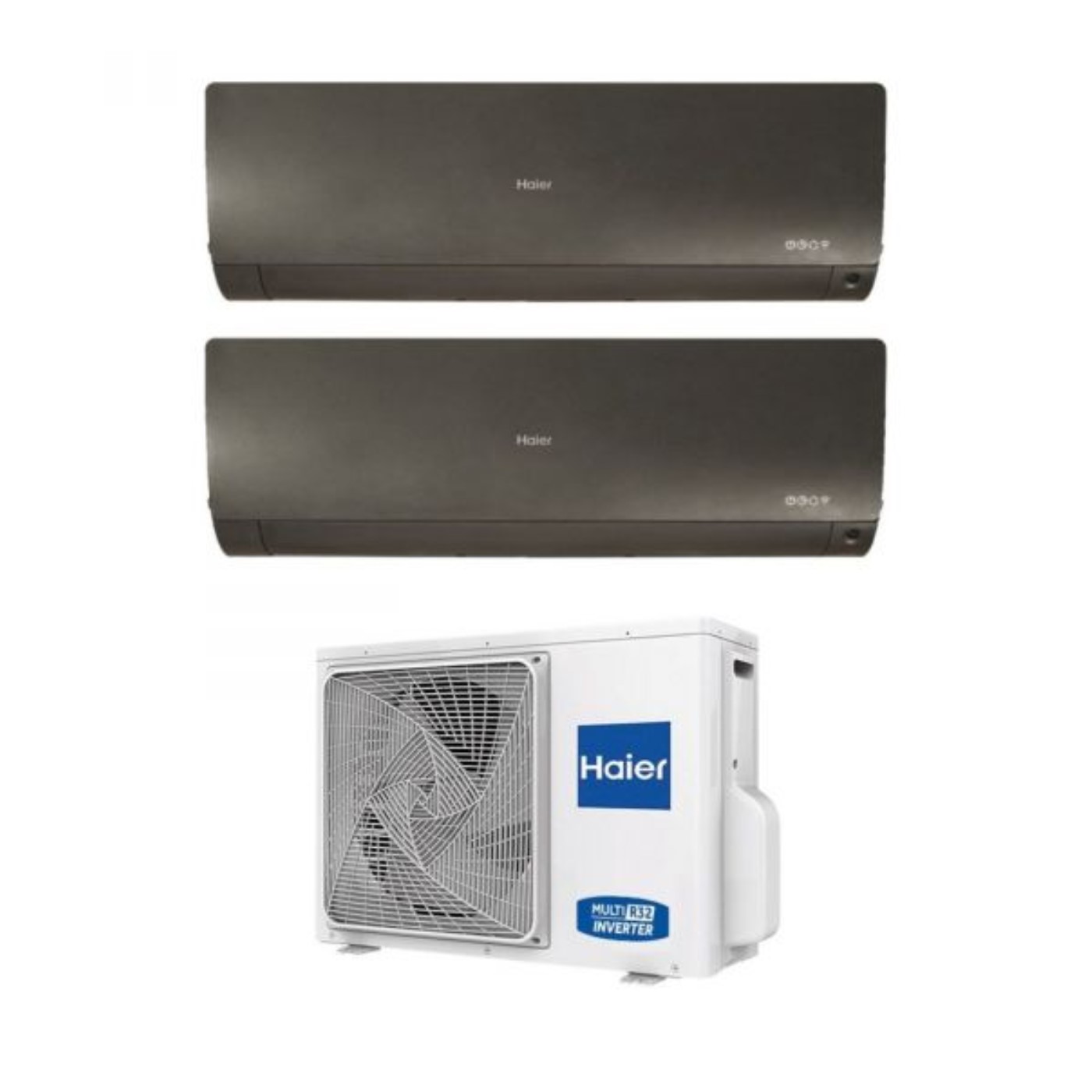 Image of Climatizzatore Condizionatore Haier Dual Split Inverter serie FLEXIS PLUS BLACK 9+9 con 2U40S2SM1FA R-32 Wi-Fi Integrato Colore Nero 9000+9000