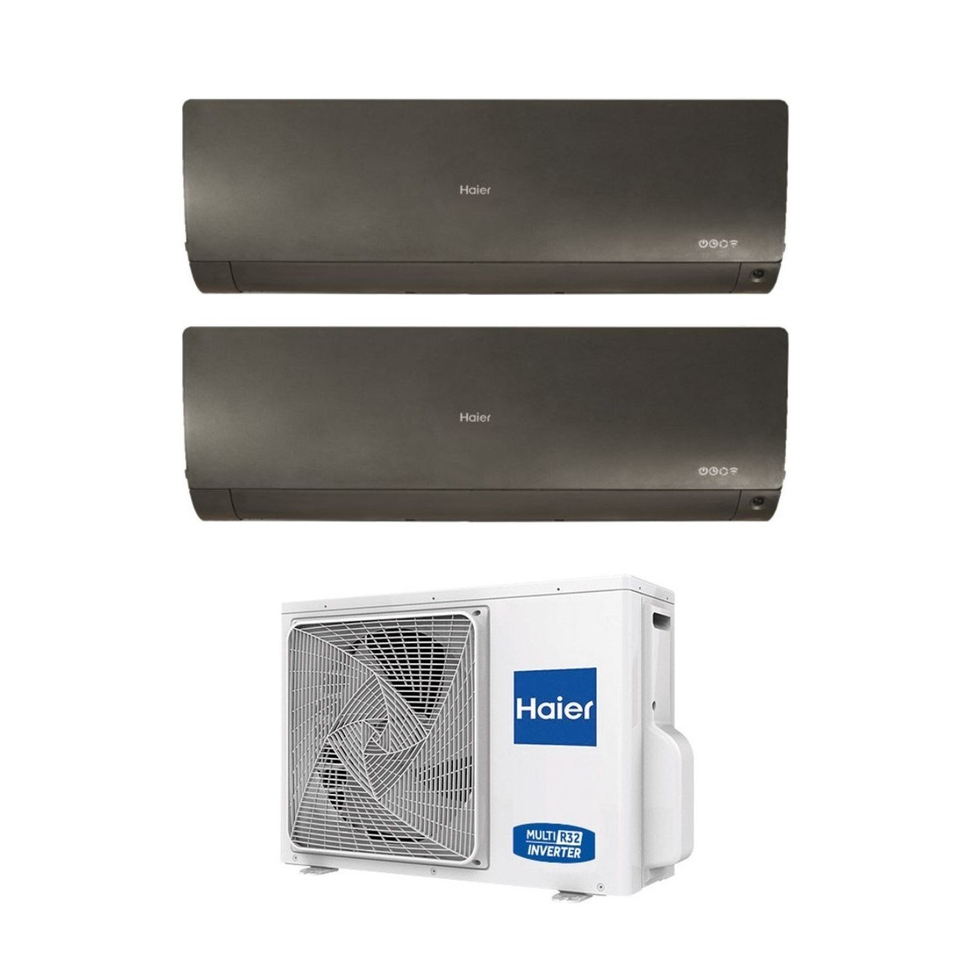 Image of Condizionatore Haier Dual Split Inverter serie FLEXIS PLUS BLACK 7+7 con 2U40S2SM1FA R-32 Wi-Fi Integrato Nero 7000+7000