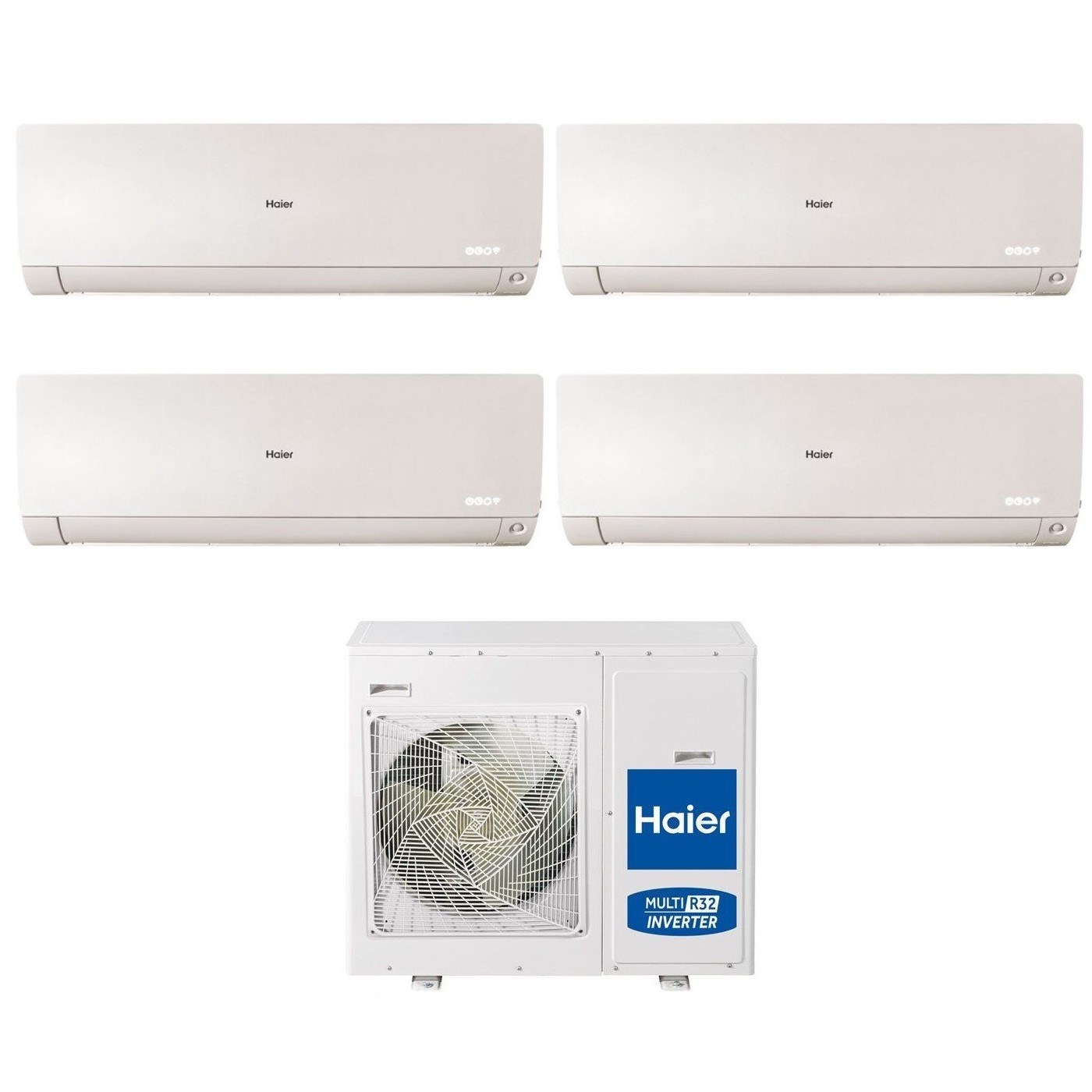 Image of Climatizzatore Condizionatore Haier Quadri Split Inverter serie FLEXIS PLUS WHITE 7+7+12+12 con 4U85S2SR3FA R-32 Wi-Fi Integrato Colore Bianco 7000+7000+12000+12000