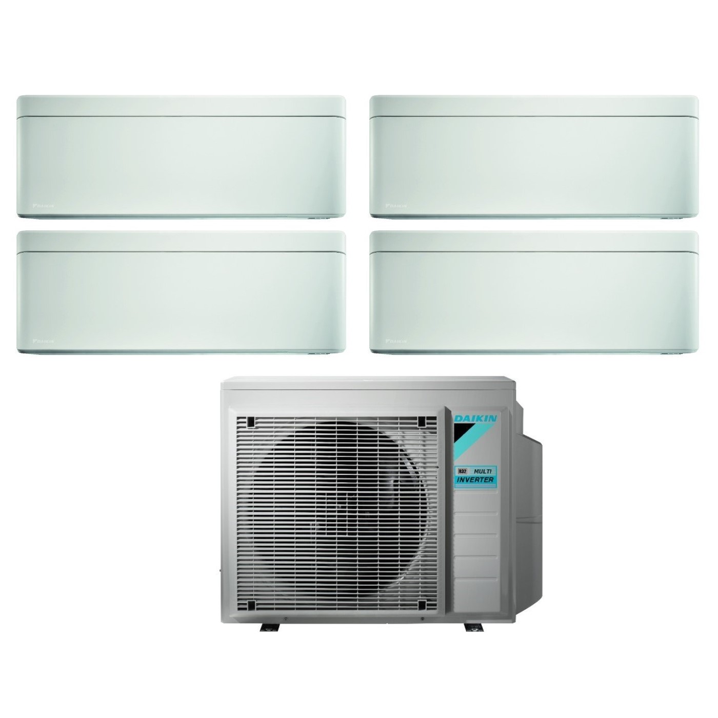 Image of Climatizzatore Condizionatore Daikin Bluevolution Quadri Split Inverter serie STYLISH WHITE 5+9+9+9 con 4MXM68N R-32 Wi-Fi Integrato 5000+9000+9000+9000 Colore Bianco - Garanzia Italiana
