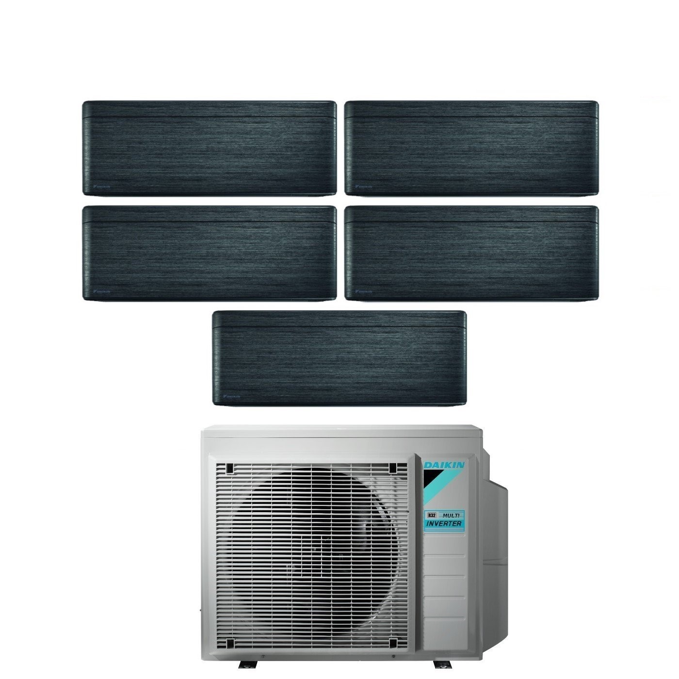 Image of Climatizzatore Condizionatore Daikin Bluevolution Penta Split Inverter serie FTXA-BT STYLISH REAL BLACKWOOD 9+9+9+9+9 con 5MXM90N R-32 Wi-Fi Integrato 9000+9000+9000+9000+9000 Colore Legno Nero - Garanzia Italiana