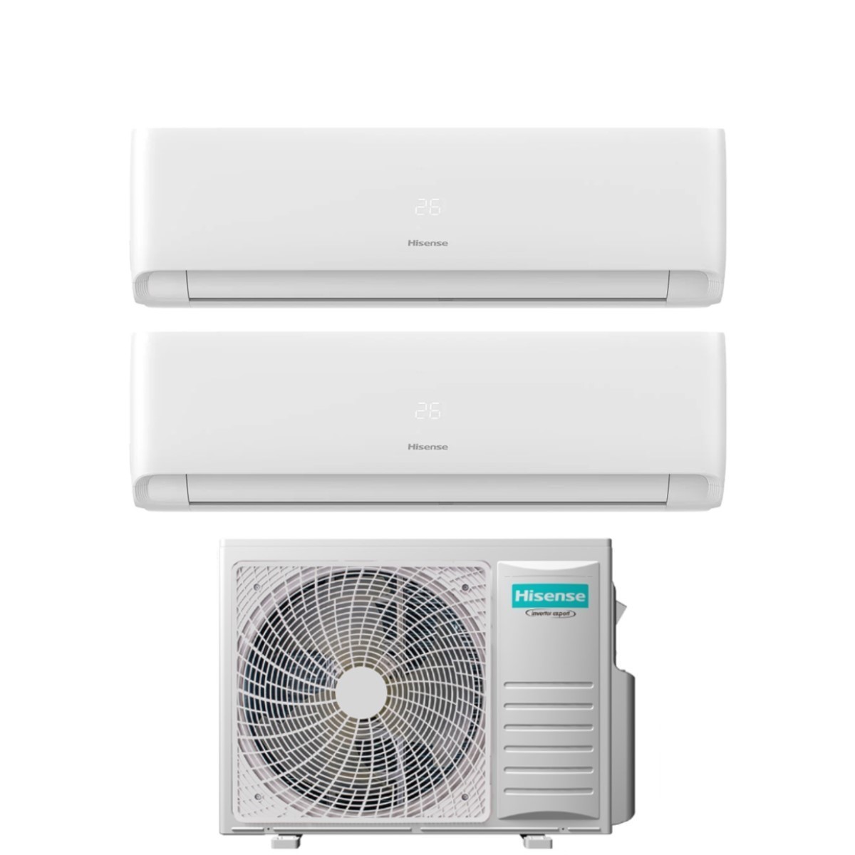 Image of Climatizzatore Condizionatore Hisense Dual Split Inverter serie ECOSENSE 9+18 con 3AMW72U4RJC R-32 Wi-Fi Integrato 9000+18000