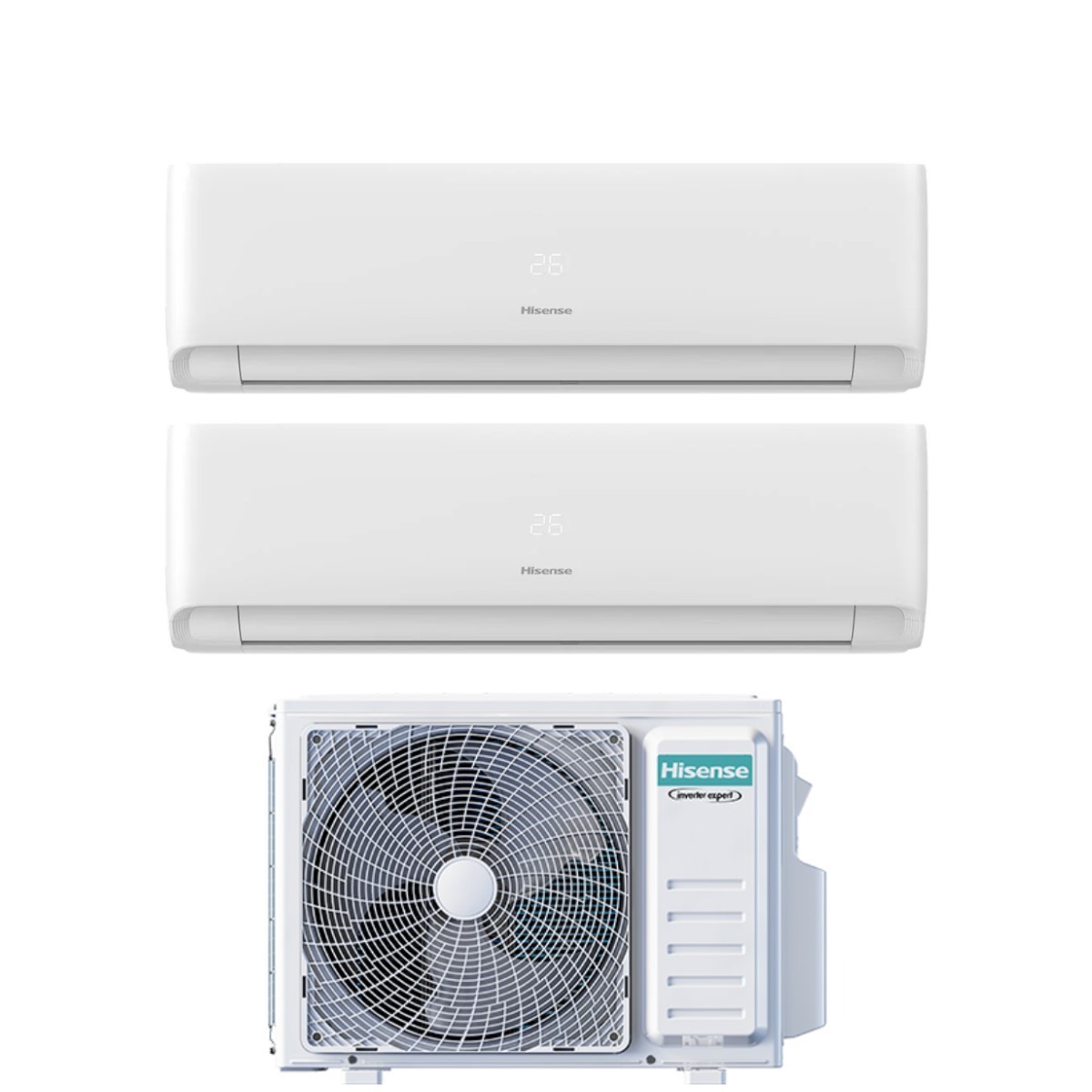 Image of Climatizzatore Condizionatore Hisense Dual Split Inverter serie ECOSENSE 7+7 con 2AMW42U4RGC R-32 Wi-Fi Integrato 7000+7000