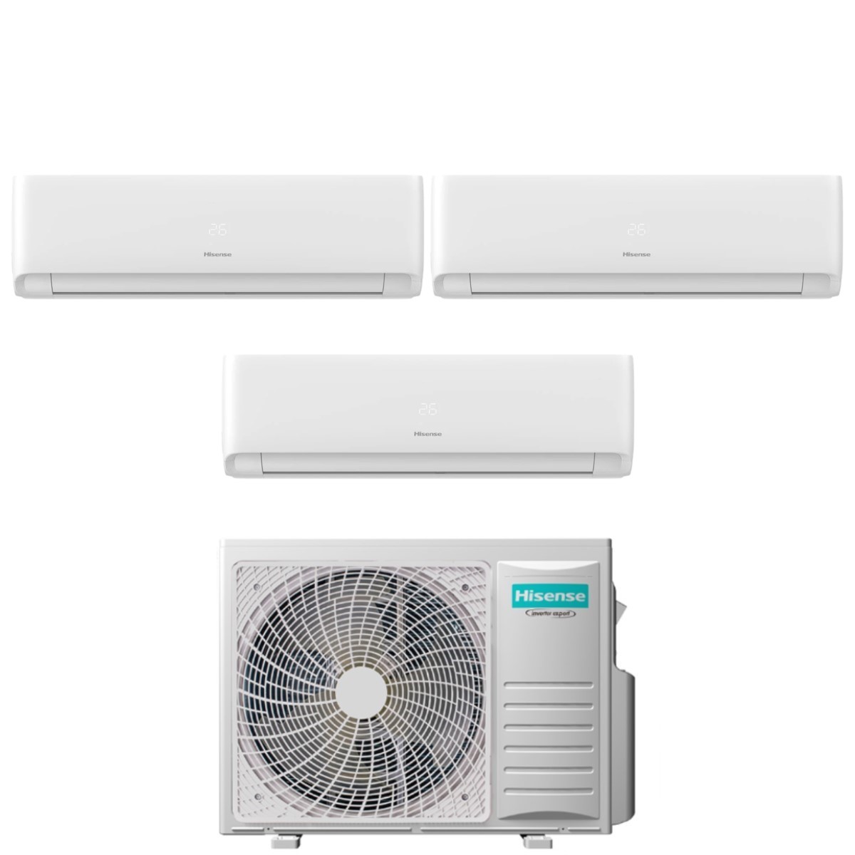 Image of Climatizzatore Condizionatore Hisense Trial Split Inverter serie ECOSENSE 7+7+7 con 3AMW62U4RJC R-32 Wi-Fi Integrato 7000+7000+7000