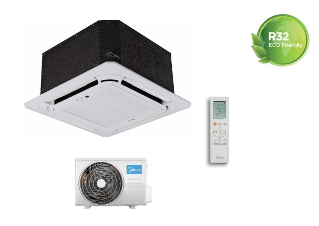 Image of Climatizzatore Condizionatore Inverter Midea Cassetta 4 Vie 18000 btu MCA3U-18HRFNX 57x57 A++ Wi-Fi Optional Completa di Griglia