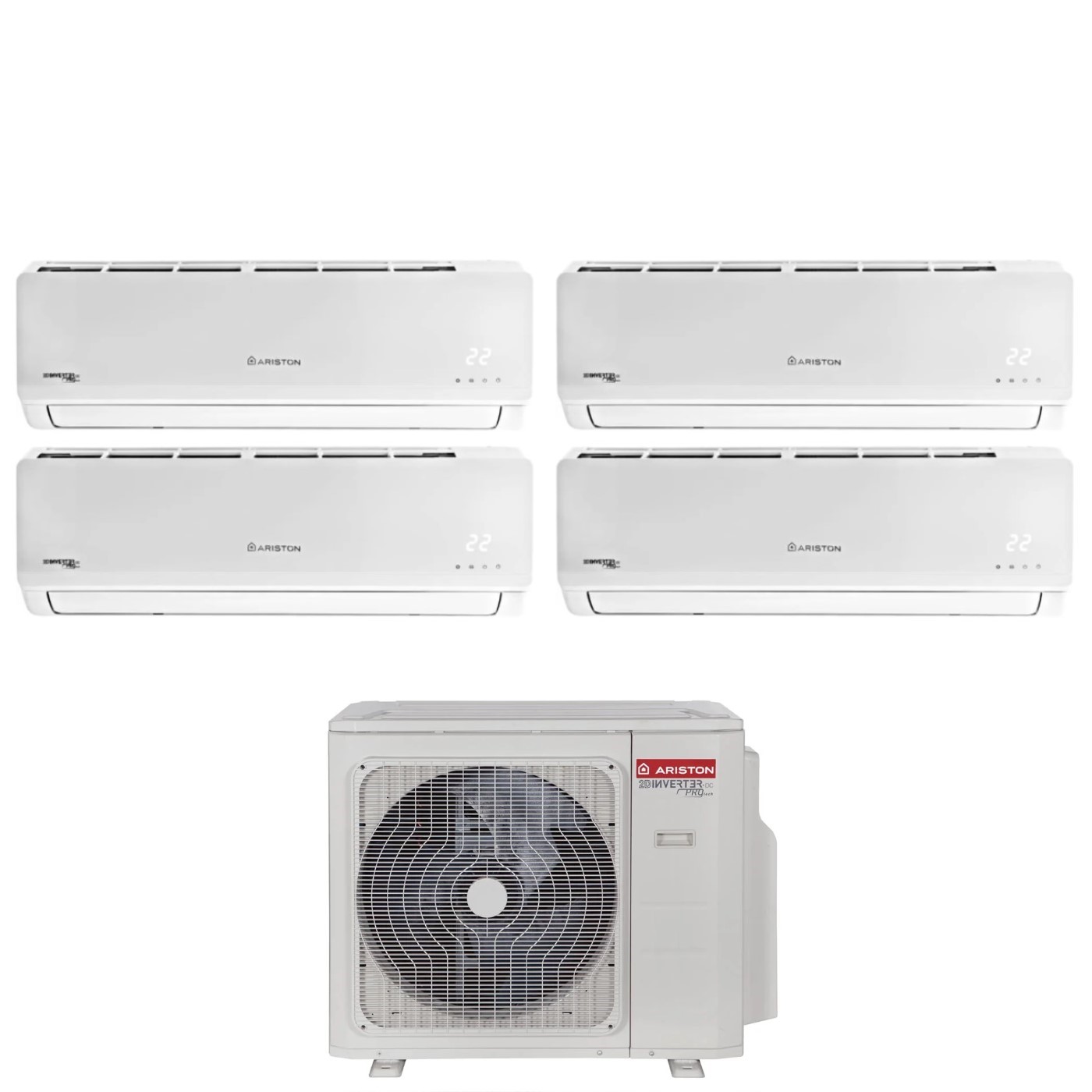 Image of Climatizzatore Condizionatore Ariston Quadri Split Inverter serie PRIOS 12+12+12+12 con QUAD 110 XD0C-O R-32 Wi-Fi Optional 12000+12000+12000+12000