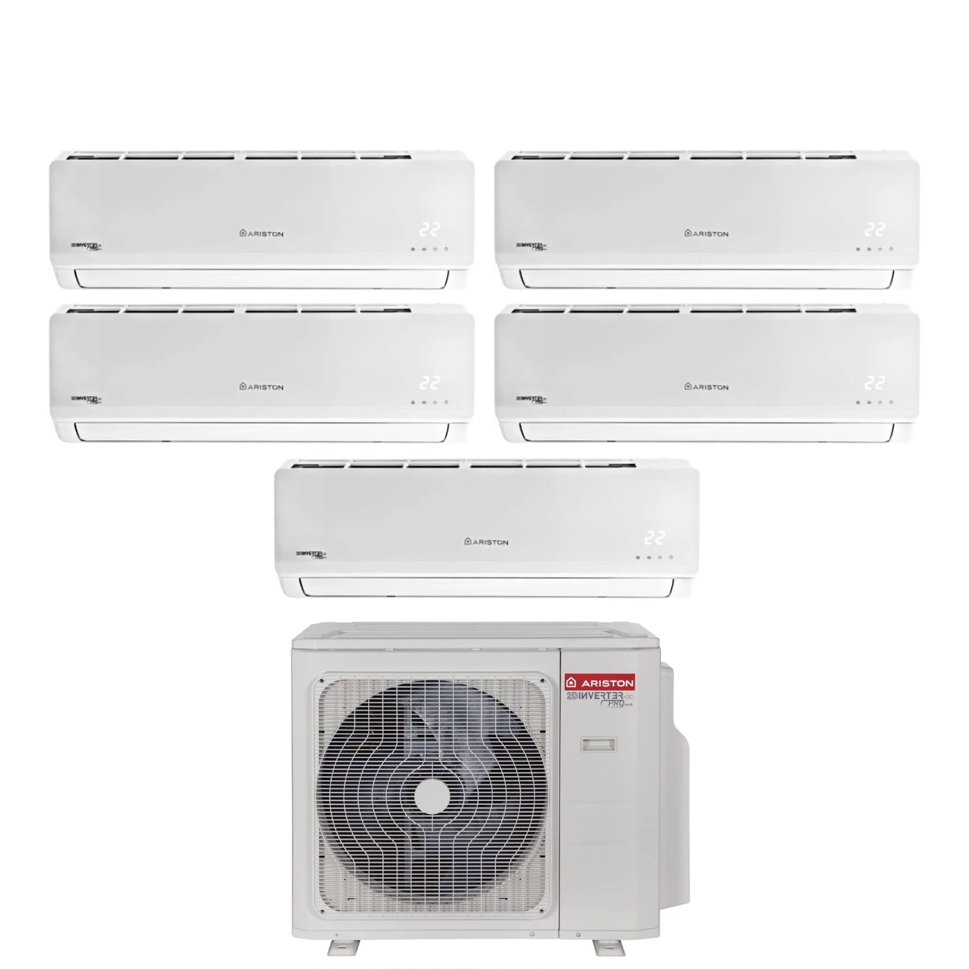 Image of Climatizzatore Condizionatore Ariston Penta Split Inverter serie PRIOS 9+9+9+9+9 con PENTA 121 XD0C-O R-32 Wi-Fi Optional 9000+9000+9000+9000+9000