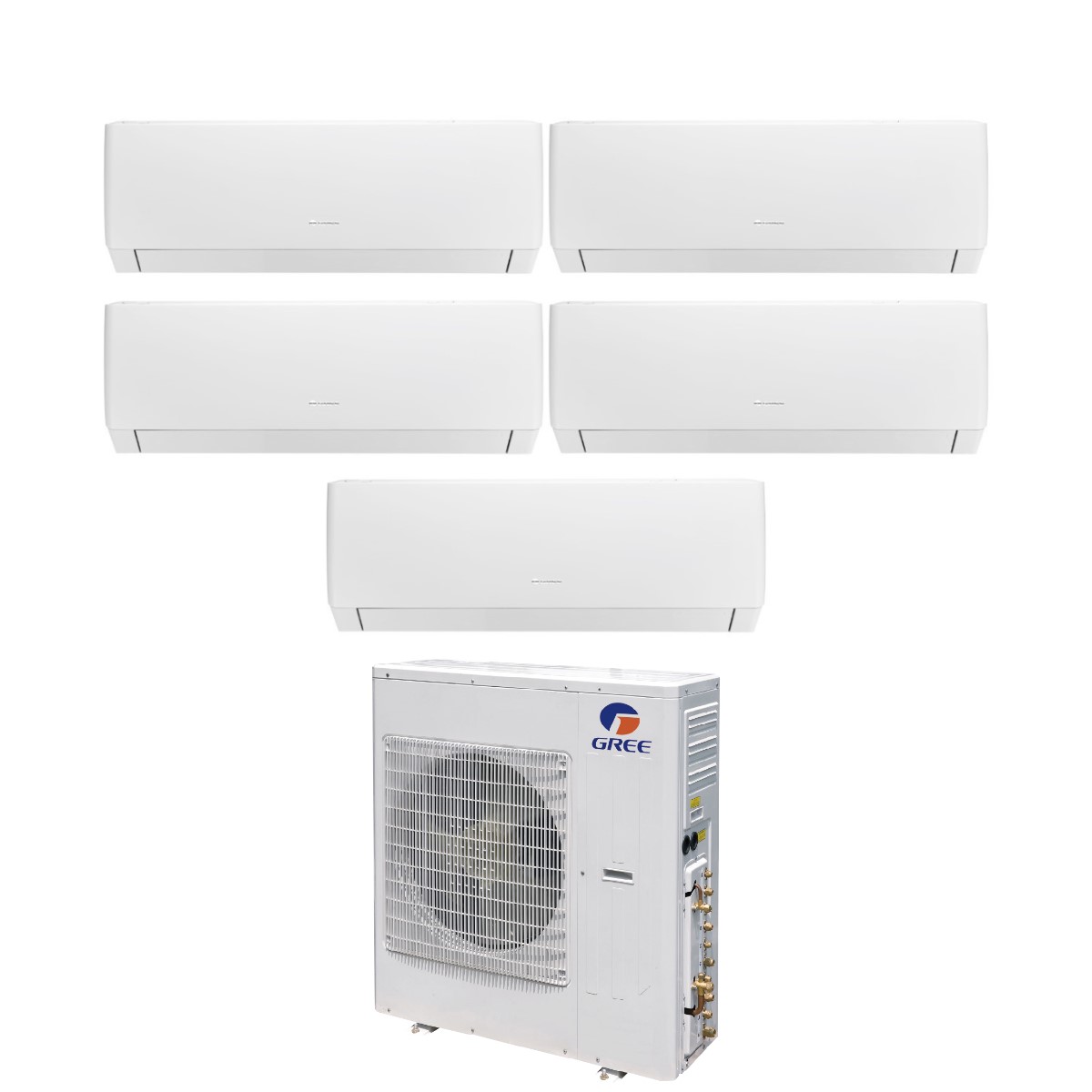 Image of Climatizzatore Condizionatore Gree Penta Split Inverter serie PULAR 12+12+12+12+12 con GWHD(42)NK6LO R-32 Wi-Fi Integrato 12000+12000+12000+12000+12000
