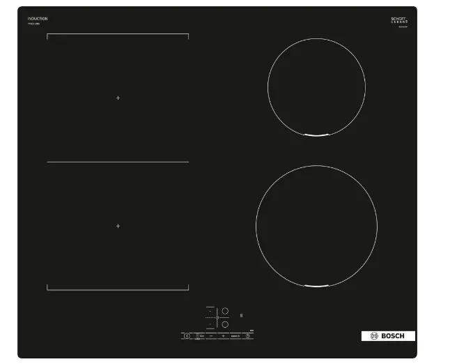 Image of Piano Cottura a Induzione Bosh Serie 4 PVS611BB6E 4 Fuochi 60 Cm in Vetroceramica Nero  (LxP): 59x52 TouchSelect PowerBoost CombiZone