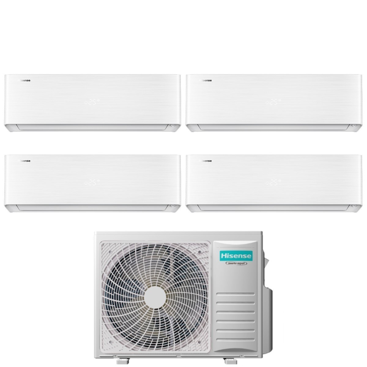 Image of Climatizzatore Condizionatore Hisense Quadri Split Inverter serie ENERGY PRO X 12+12+12+12 con 5AMW105U4RQC R-32 Wi-Fi Integrato 12000+12000+12000+12000