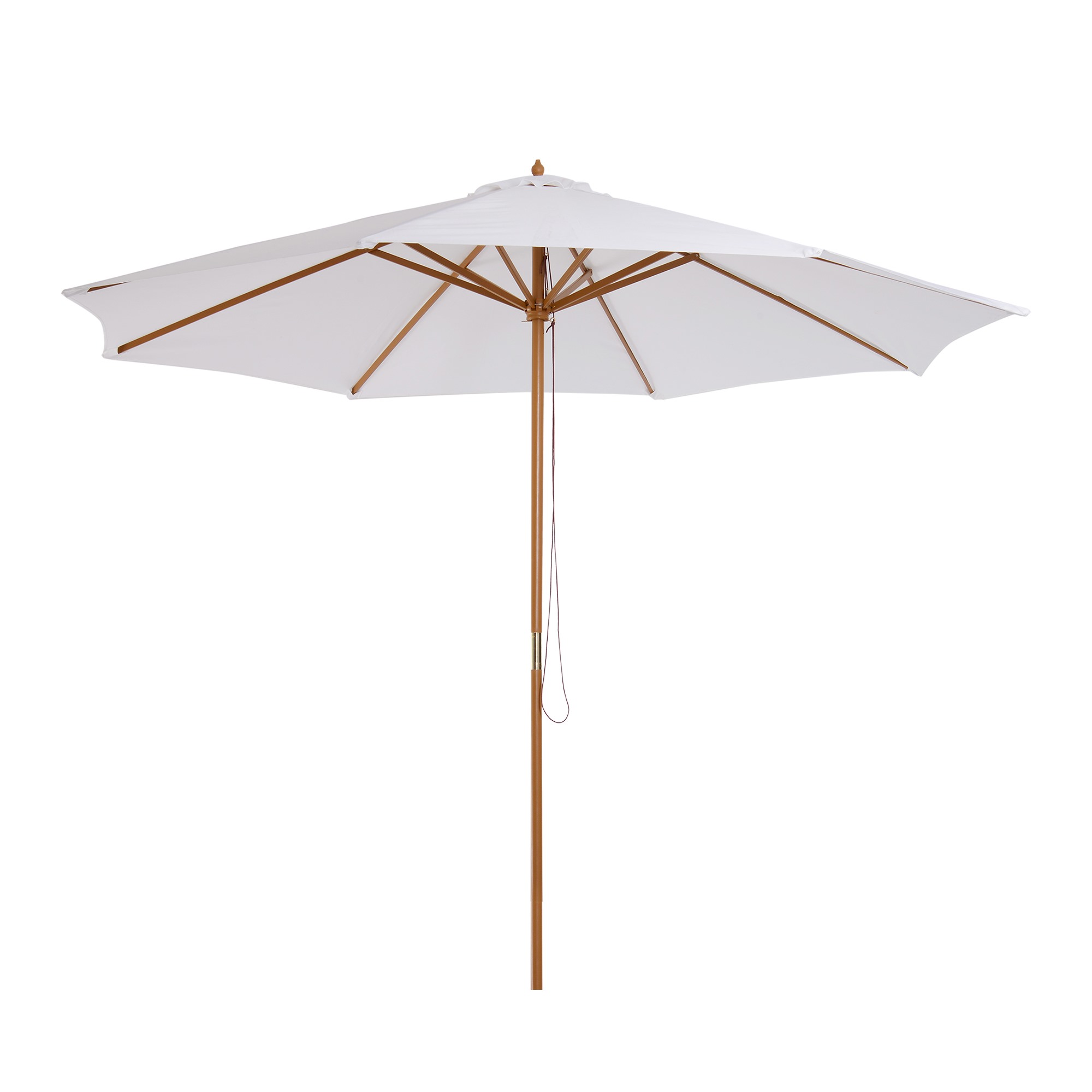 Easycomfort Ombrellone da Giardino 3x2.5 m con Palo in Legno a 8 Stecche, in Bambù, Legno e Poliestere, Bianco