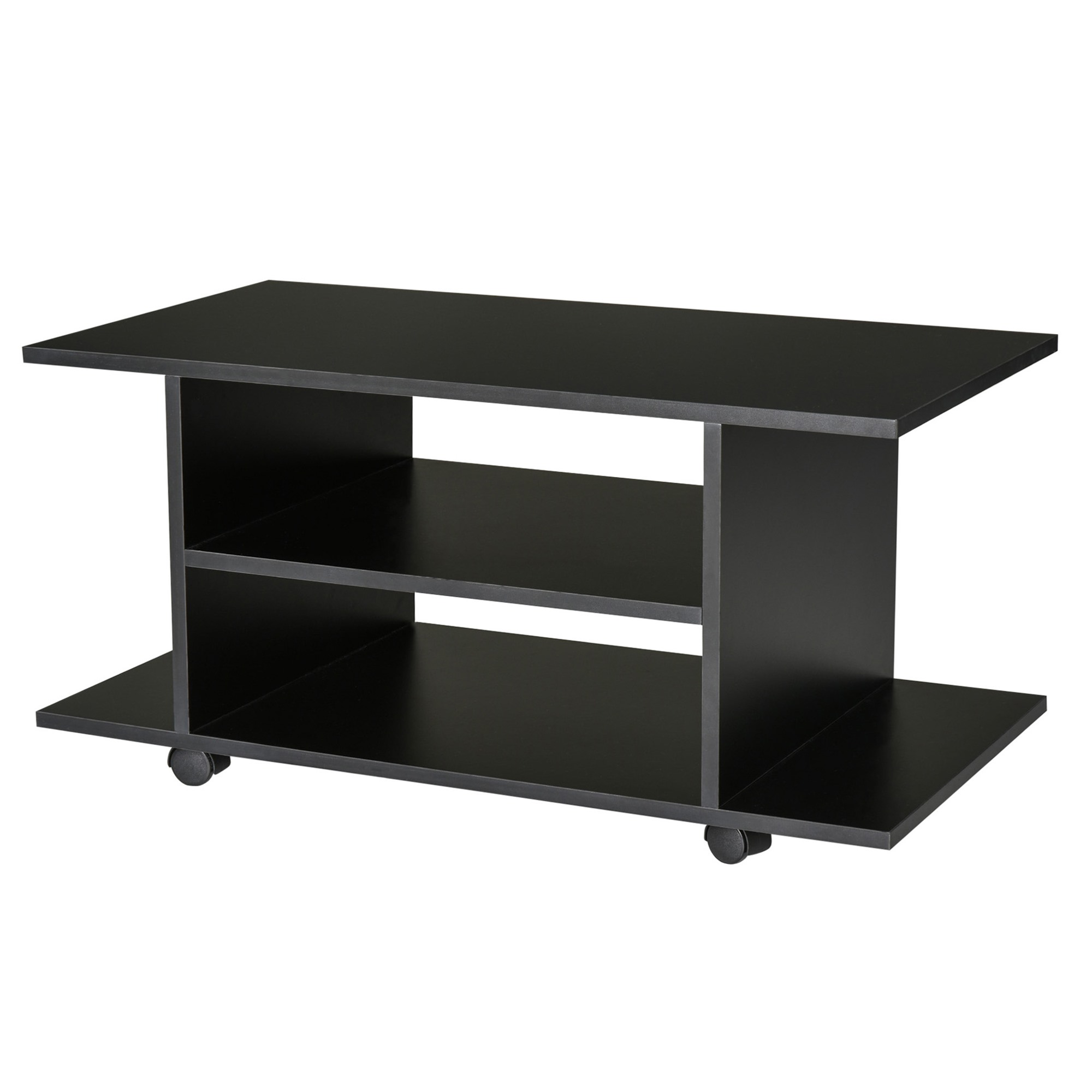 Easycomfort Mobile TV Moderno con Ruote, Mobiletto TV in Legno, 80 × 40 × 40cm Nero