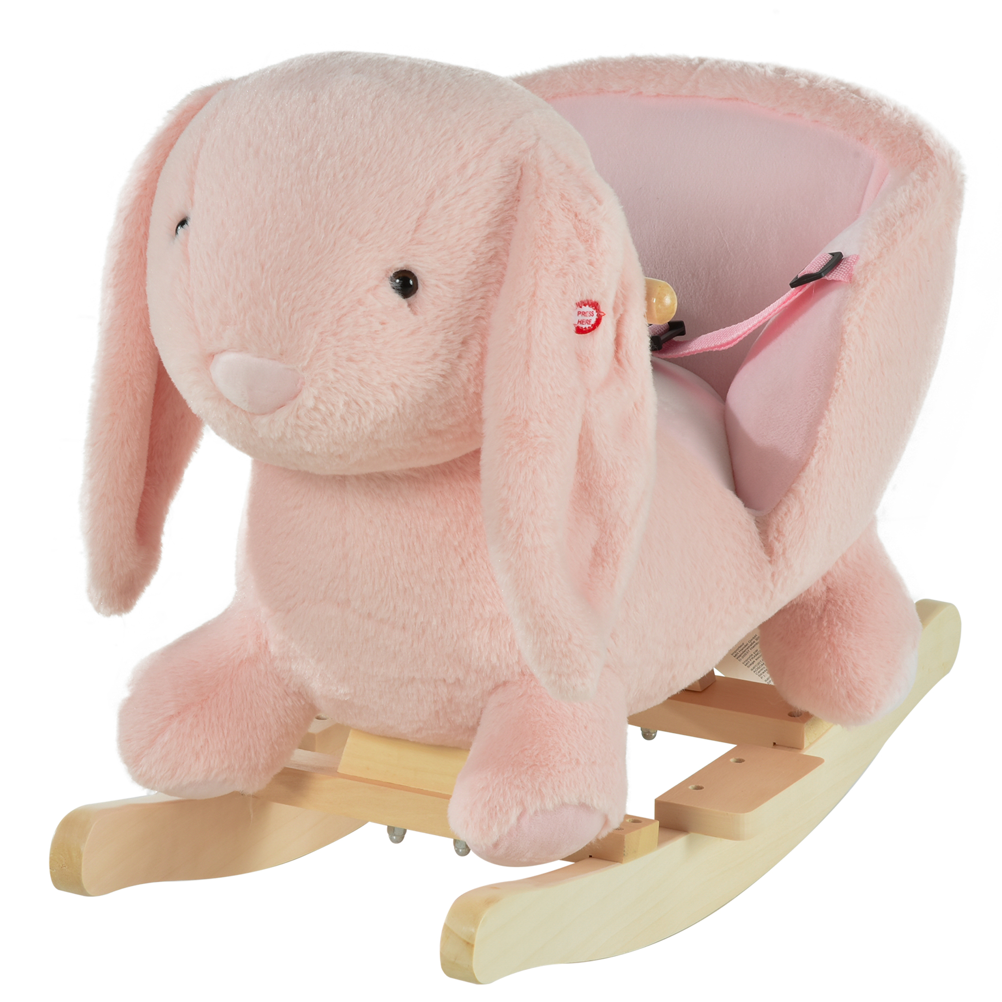 Easycomfort Cavallo a Dondolo a Forma di Coniglio con Suoni, Cavalluccio a Dondolo per Bambini 18-36 Mesi Interattivo, Rosa, 60x33x50cm
