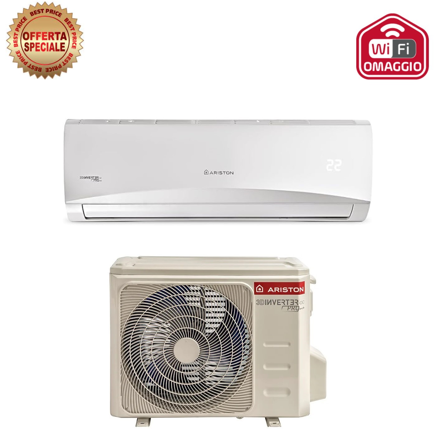 Climatizzatore Condizionatore Ariston Inverter serie PRIOS 9000 Btu C 25 MUD0 R-32 Wi-Fi OMAGGIO Classe A++/A+