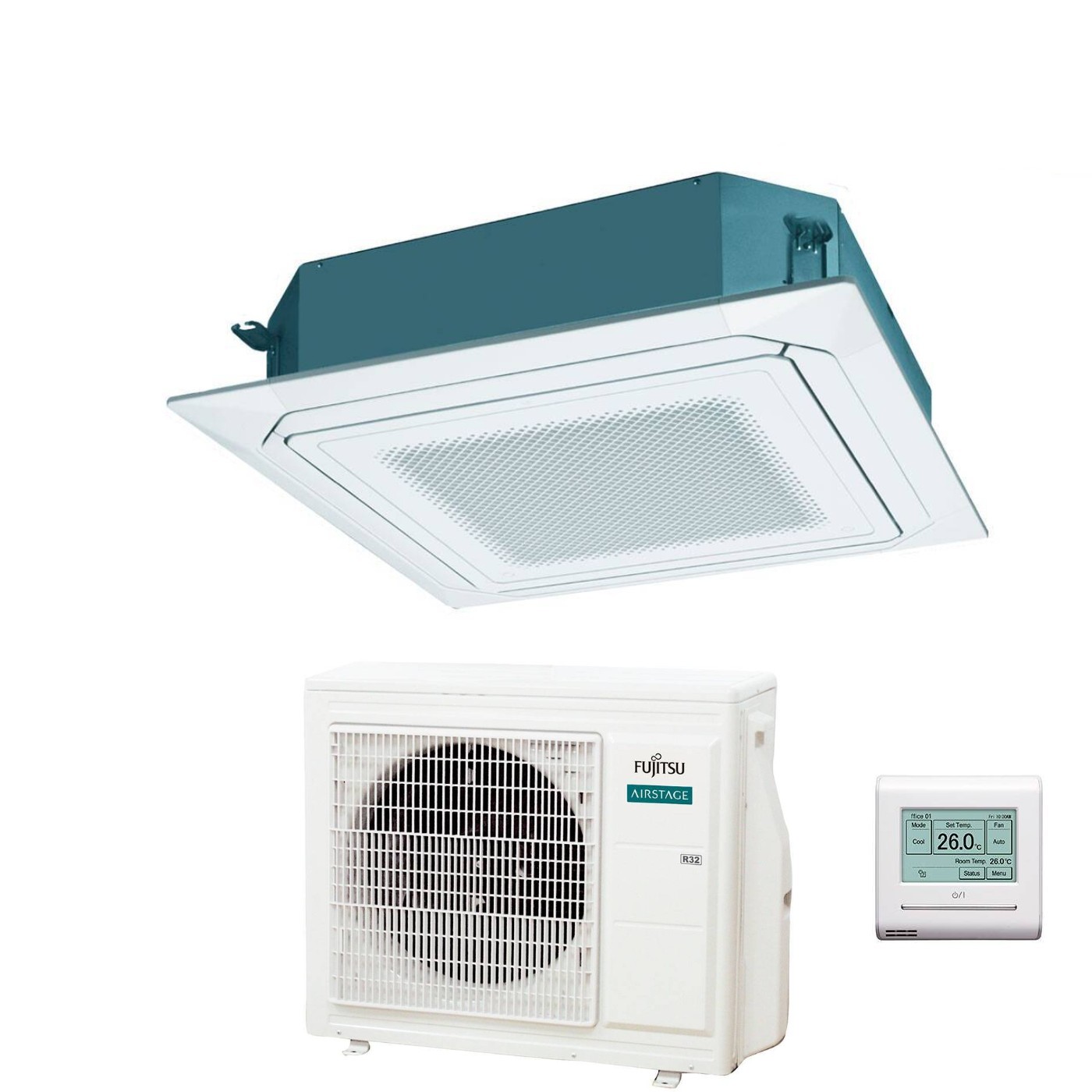 Condizionatore a Cassetta Fujitsu KR Circular Flow White 24000 Btu AUXG24KRLB R-32 Wi-Fi Optional con Griglia e Filocomando