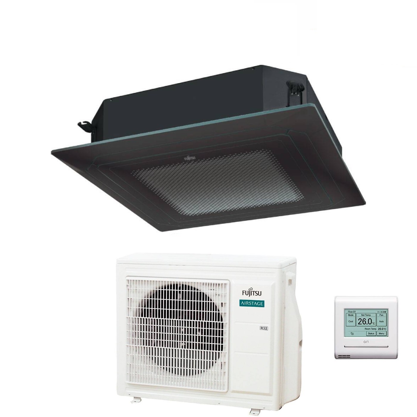 Condizionatore a Cassetta Fujitsu KR Circular Flow Black 24000 Btu AUXG24KRLB R-32 Wi-Fi Optional con Griglia e Filocomando
