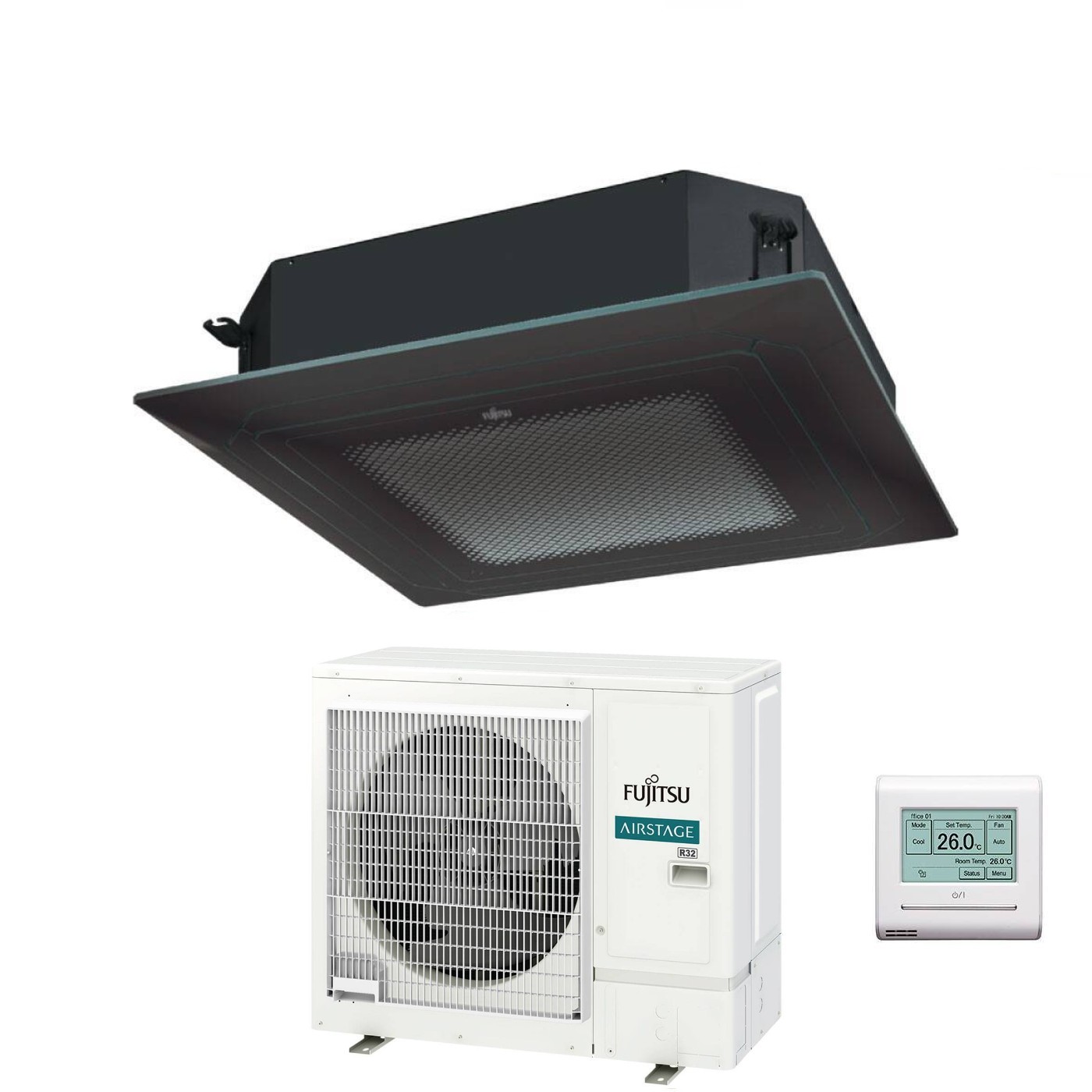 Condizionatore a Cassetta Fujitsu KR Circular Flow Black 30000 Btu AUXG30KRLB R-32 Wi-Fi Optional con Griglia e Filocomando