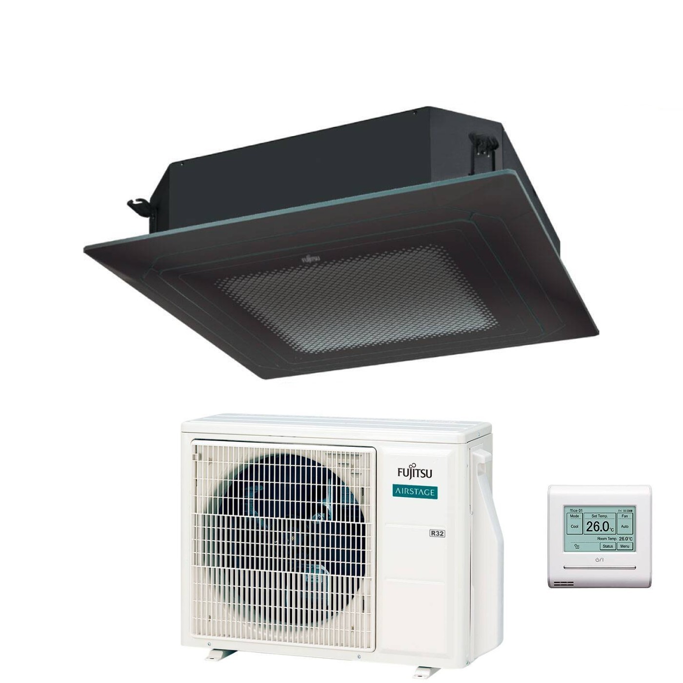 Condizionatore a Cassetta Fujitsu KR Circular Flow Black 18000 Btu AUXG18KRLB R-32 Wi-Fi Optional con Griglia e Filocomando