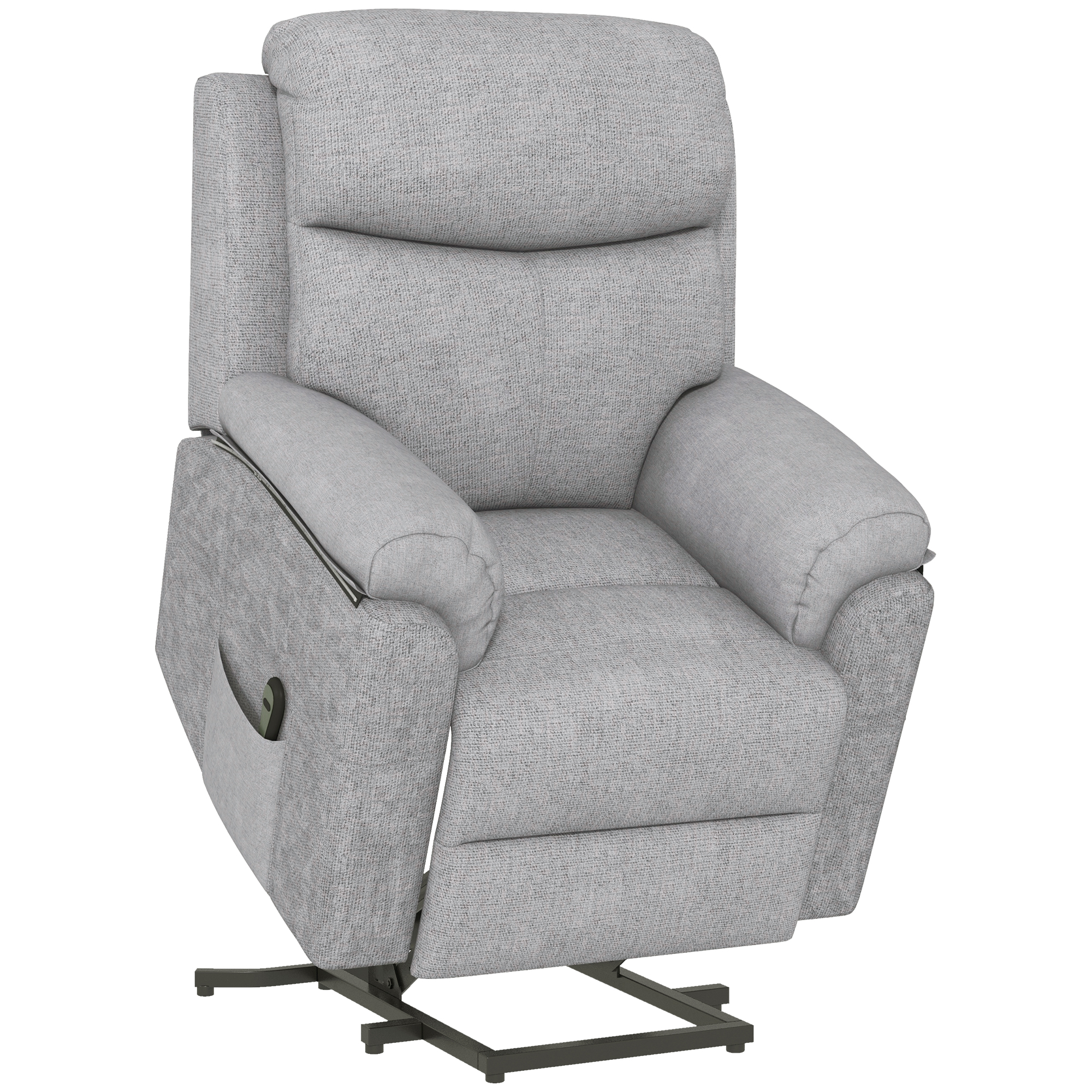 Easycomfort Poltrona Alzapersona Reclinabile con Poggiapiedi, in Tessuto effetto Lino, 83x89x102 cm, Grigio