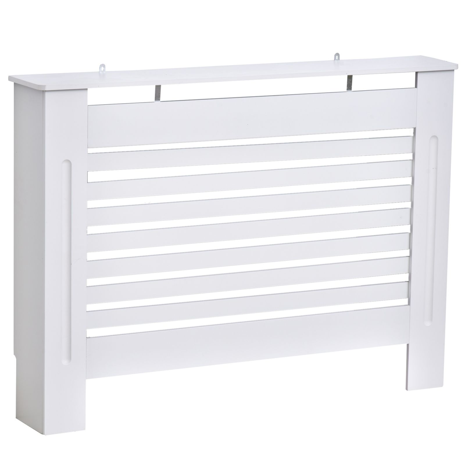 Easycomfort Copritermosifone in Legno Bianco per Caloriferi e Radiatori, con Struttura a Doghe e Ripiano, 112 x 19 x 81cm