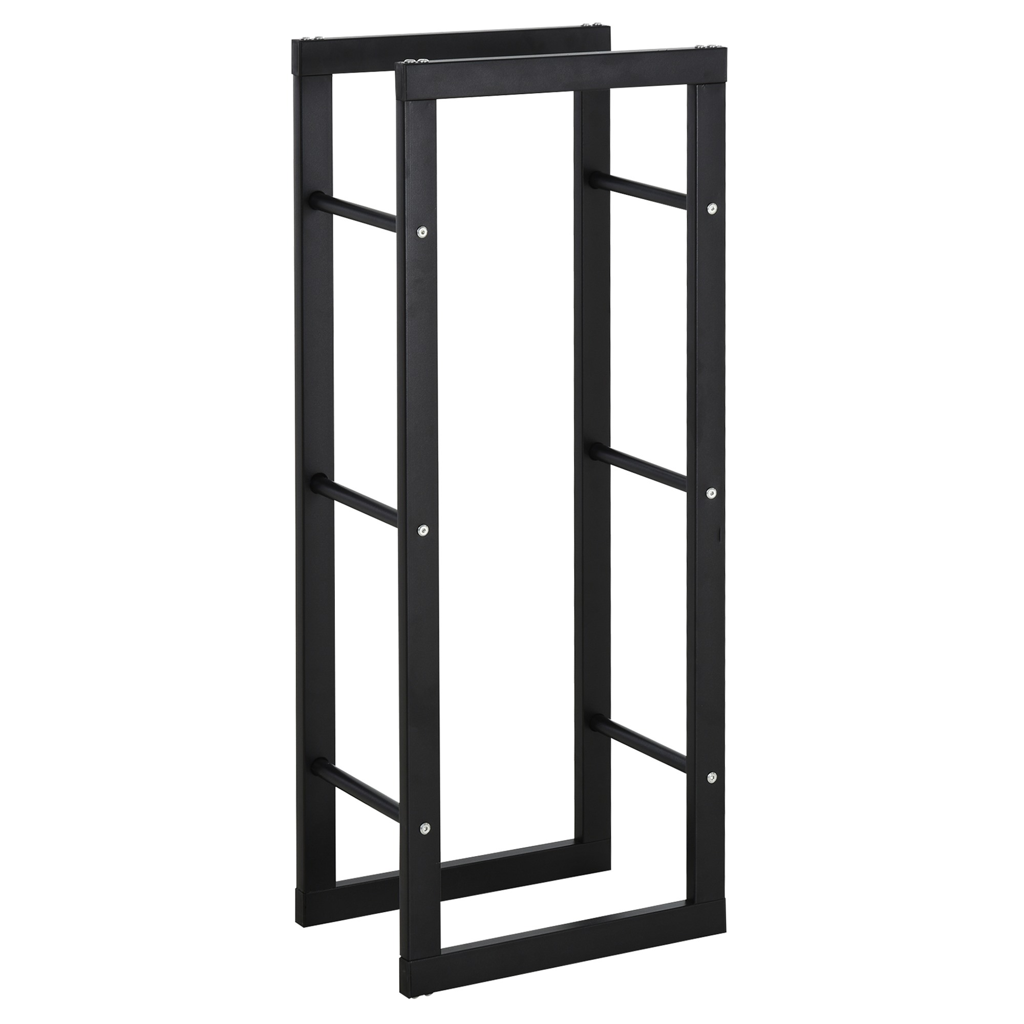 Easycomfort Porta Legna Verticale in Metallo Nero da Interni ed Esterni con Portata 100 kg max, 40x25x100 cm