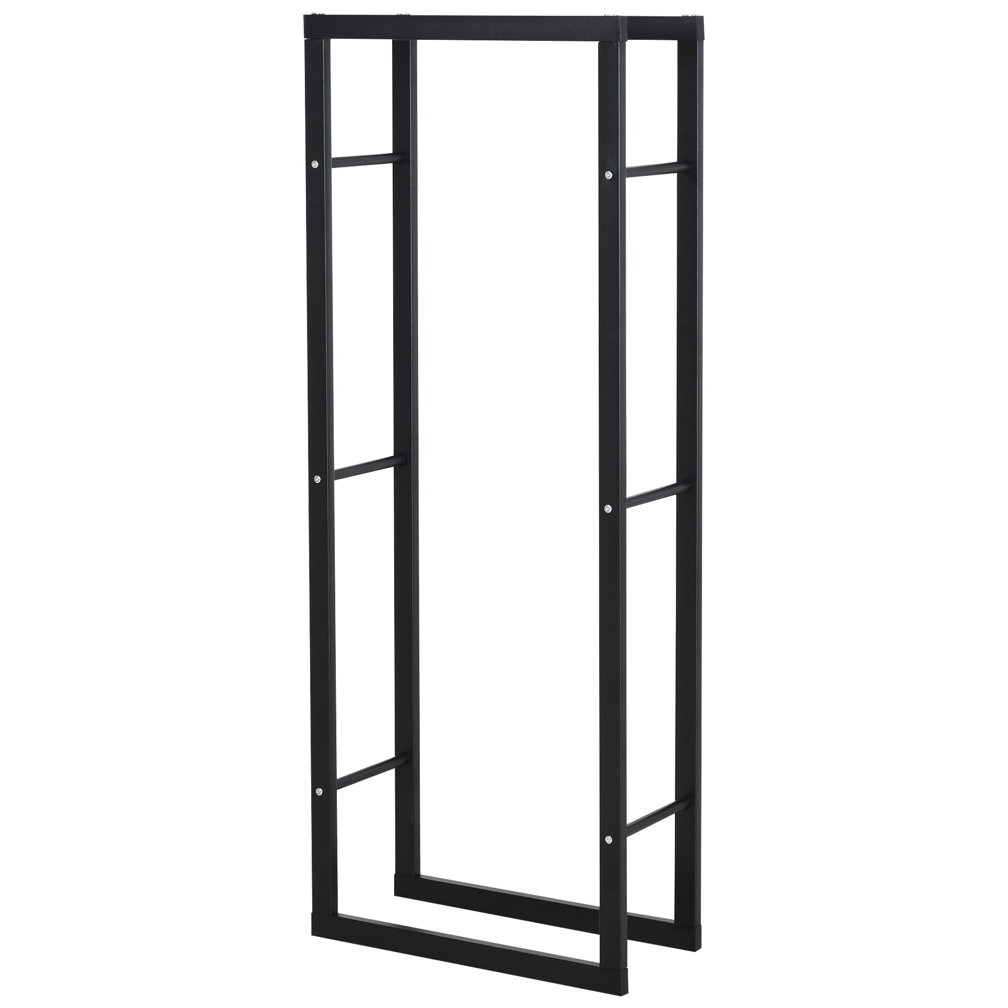 Easycomfort Porta Legna Verticale in Metallo Nero da Interni ed Esterni con Portata 100 kg max, 60x25x150 cm