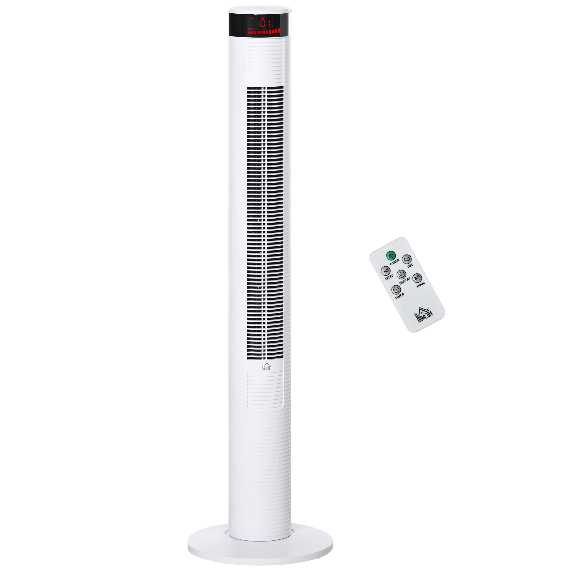 Easycomfort Ventilatore a Colonna con 3 Velocità e 4 Modalità, Timer di 12h, Pannello LED e Telecomando, Bianco