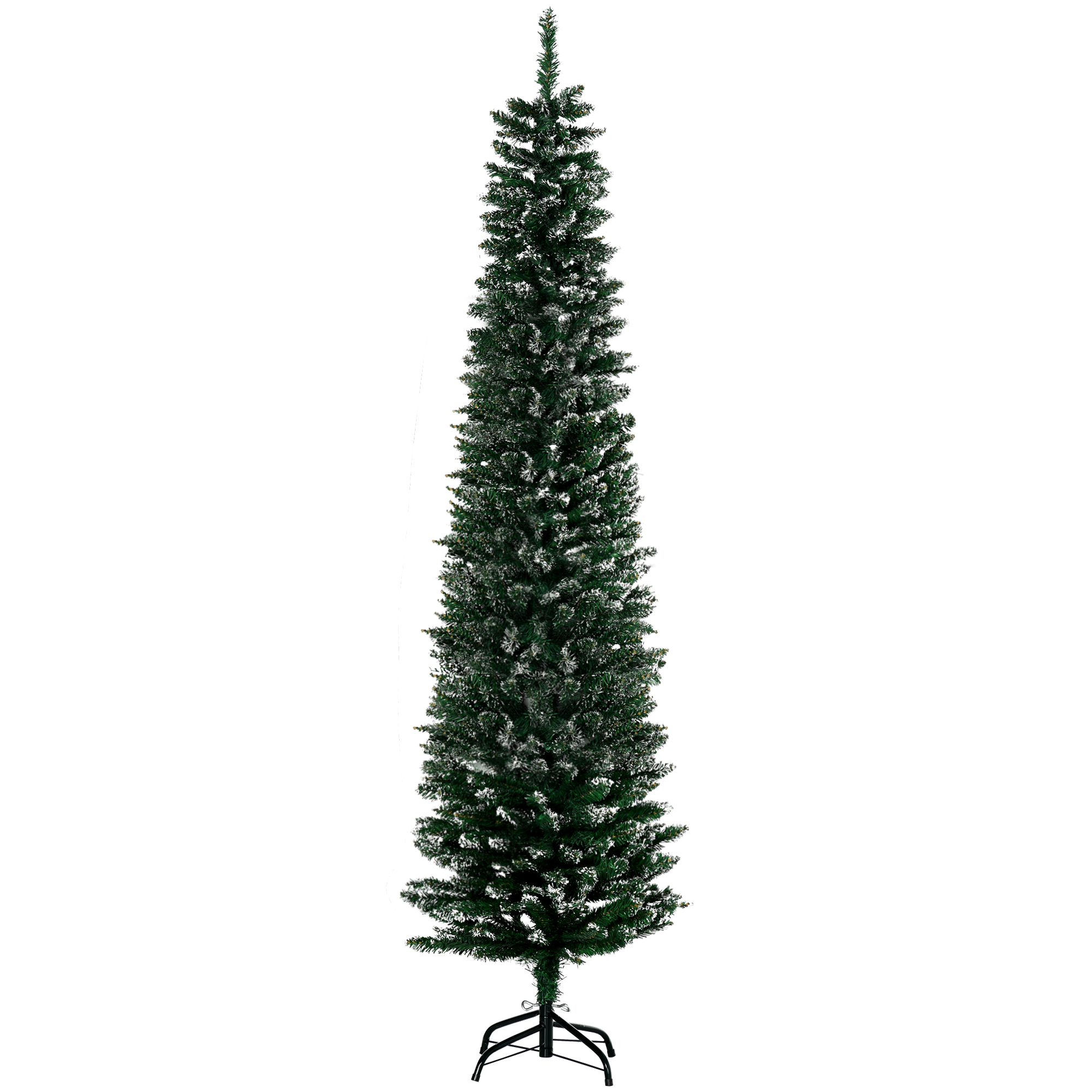 Easycomfort Albero di Natale Innevato Artificiale Alto e Stretto con 570 Rami, Base Rimovibile e Pieghevole, Φ53x190cm, Verde
