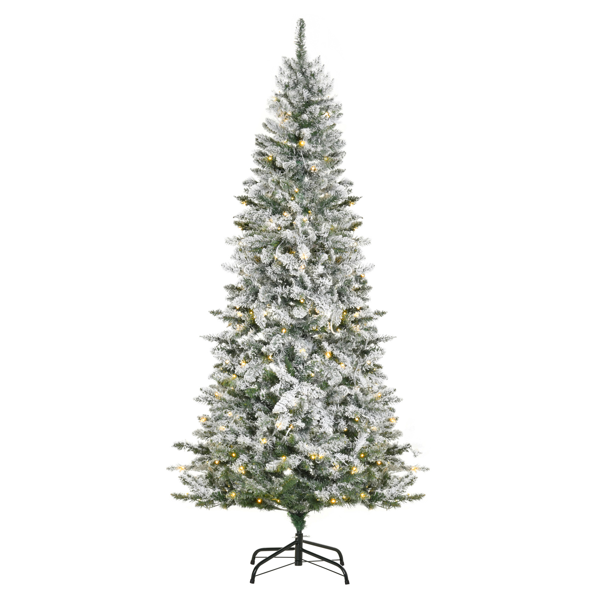 Easycomfort Albero di Natale Artificiale Innevato con 250 Luci LED Colorate, 829 Rami e Base Pieghevole, Φ112x210cm, Verde