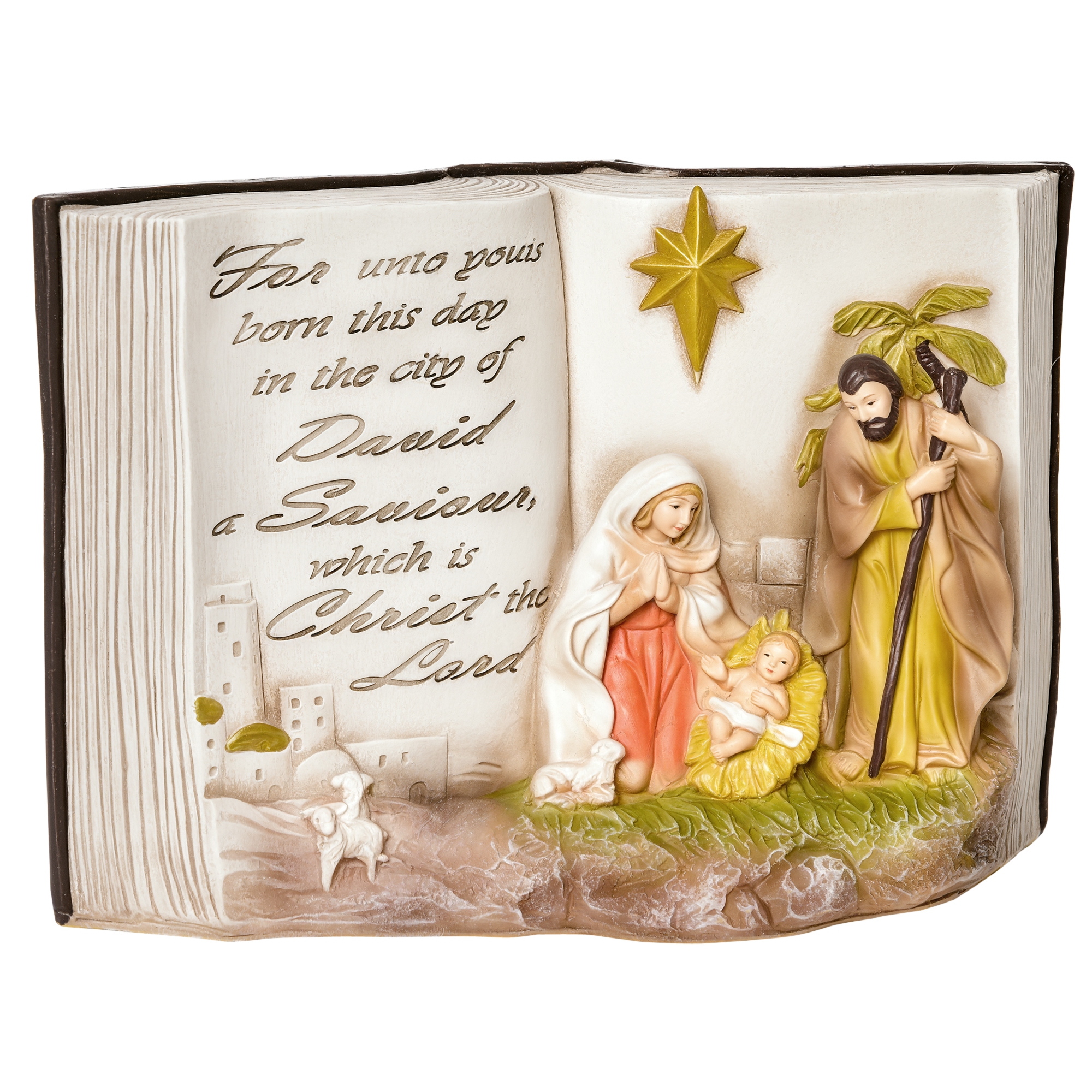 Easycomfort Presepe di Natale, Natività con Statuine 3D in Resina, 21.5x9.5x14cm