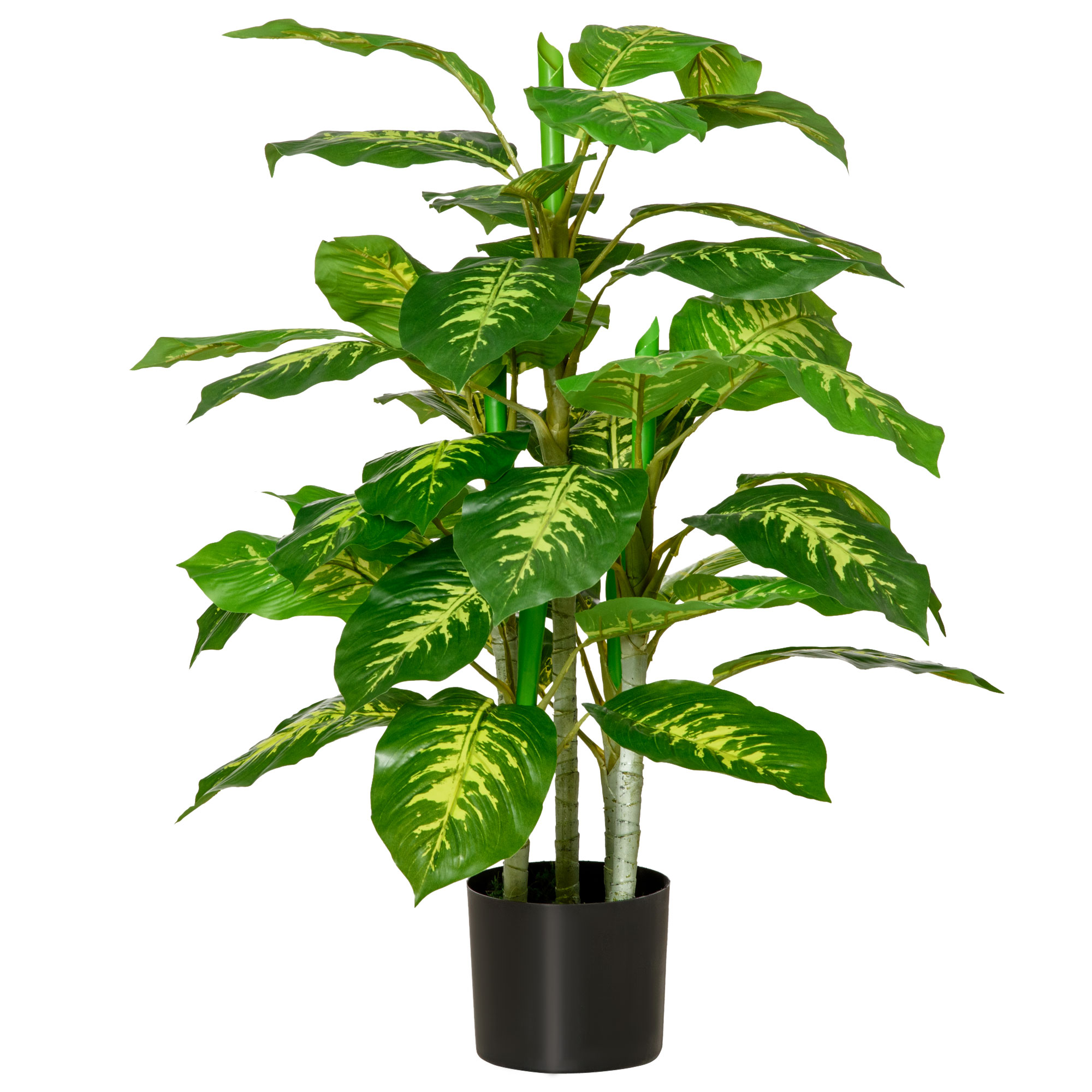 Easycomfort Pianta Artificiale Sempreverde con Vaso Φ17x14.5 cm Nero per Interni ed Esterni, Altezza Pianta 95 cm