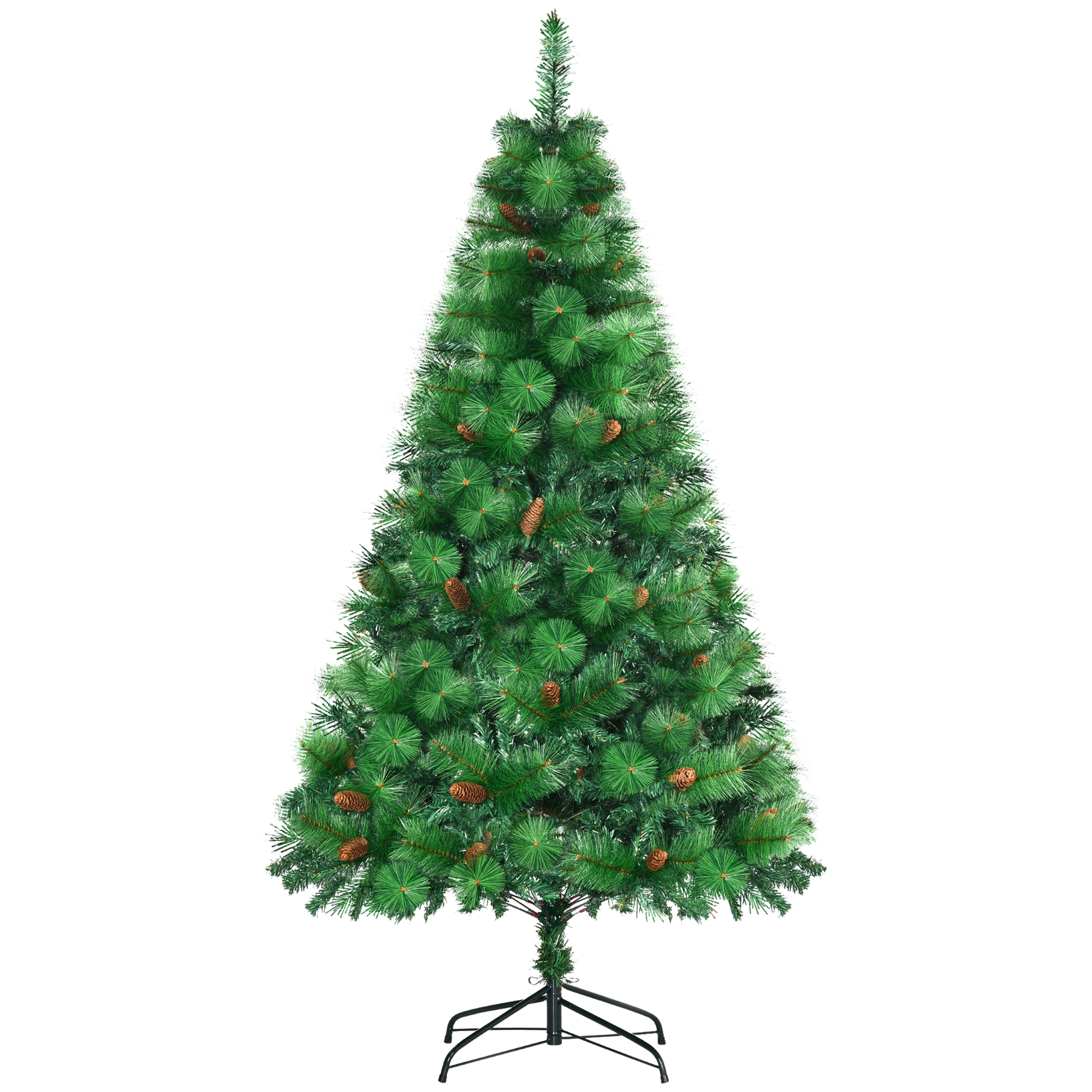 Easycomfort Alberello di Natale Decorato e Ignifugo per Interni con 782 Rami e Base in Metallo, Φ116x180 cm, Verde