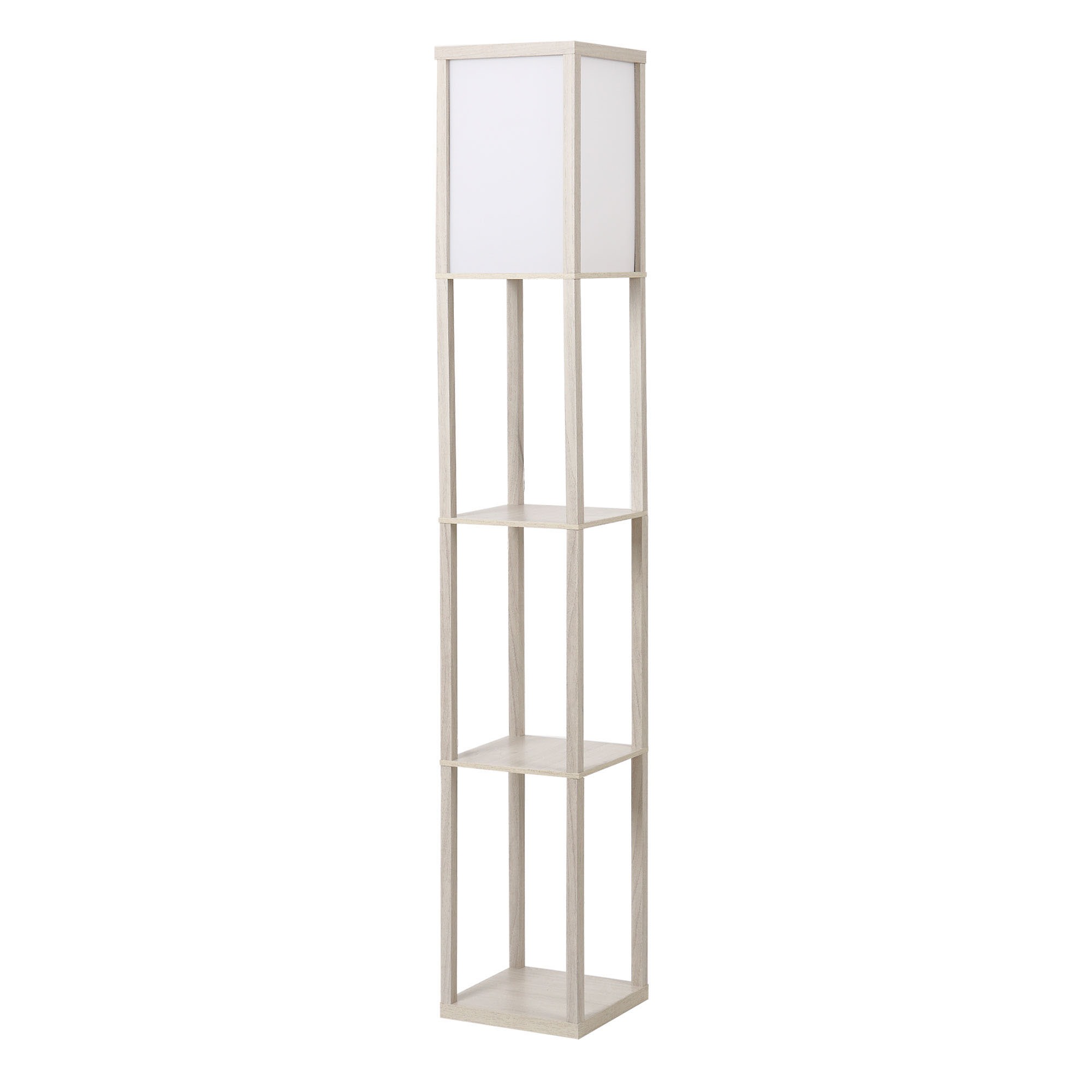 Easycomfort Lampada da Terra con 3 Mensole Integrate, Attacco E27 Potenza 40W, Arredamento Moderno in MDF, 26x26x160cm, Rovere
