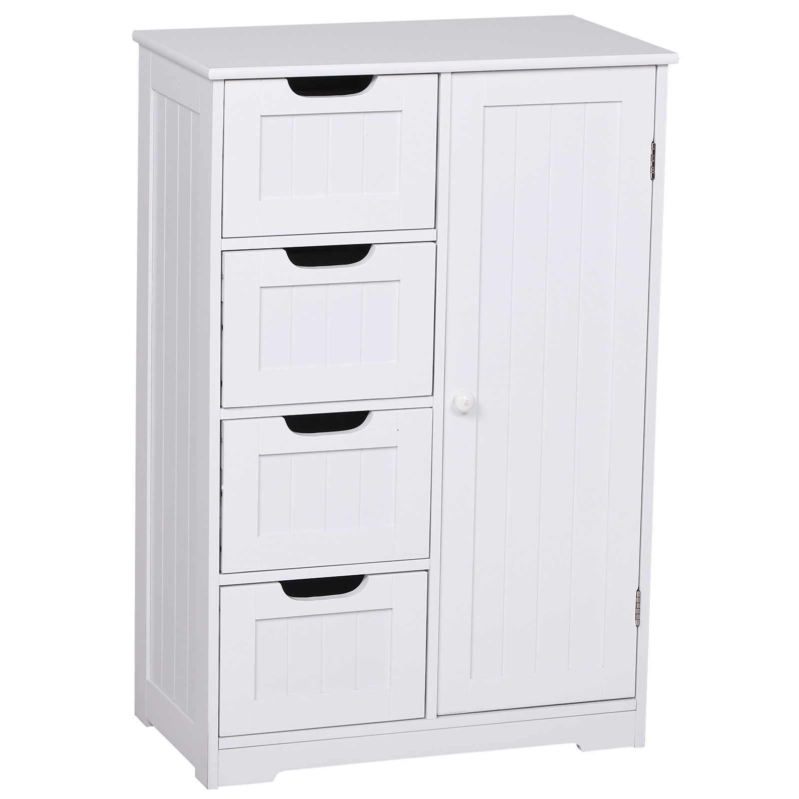 Easycomfort Mobile da Bagno con 4 Cassetti e Armadietto con Ripiano Regolabile a 3 Altezze, Armadietto da Bagno Salvaspazio con Vernice Ecologica, Anti-Ribaltamento in MDF, 56x30x83cm, Bianco