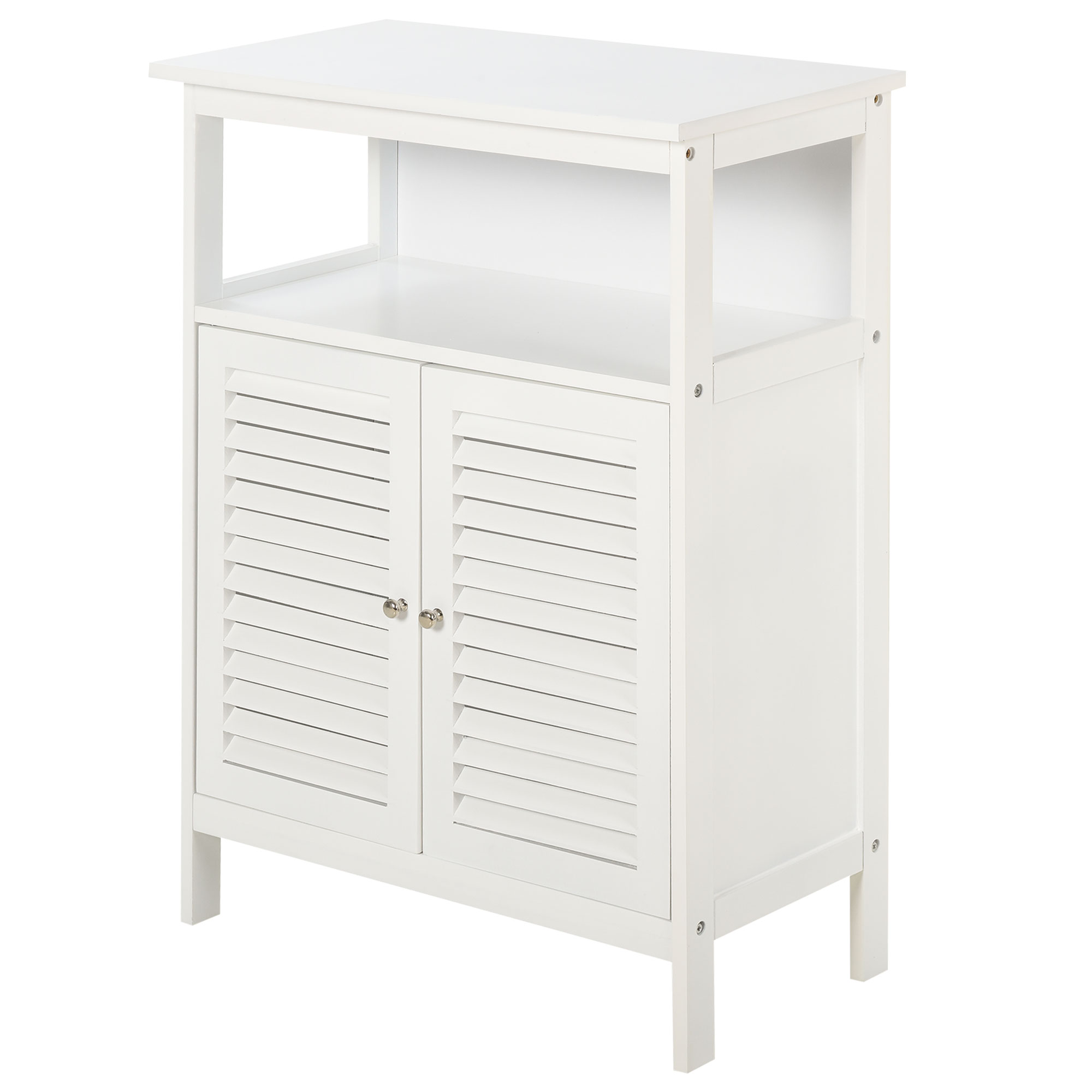 Easycomfort Mobile Bagno Salvaspazio, Mobiletto da Bagno con 2 Ripiani e Armadietto in MDF Impermeabile, 60 x 30 x 81.6cm, Bianco