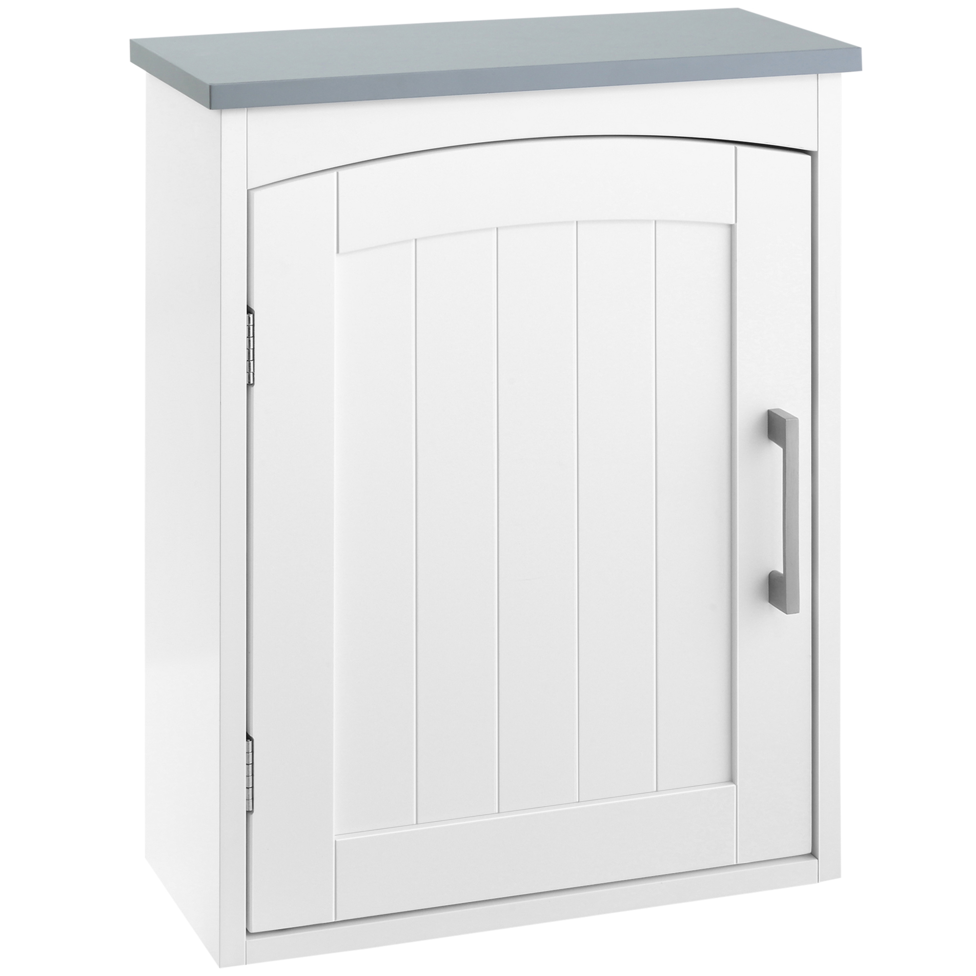 Easycomfort Mobile Pensile Bagno a un'Anta con Mensola Regolabile, 41x18.5x52cm, Bianco e Grigio
