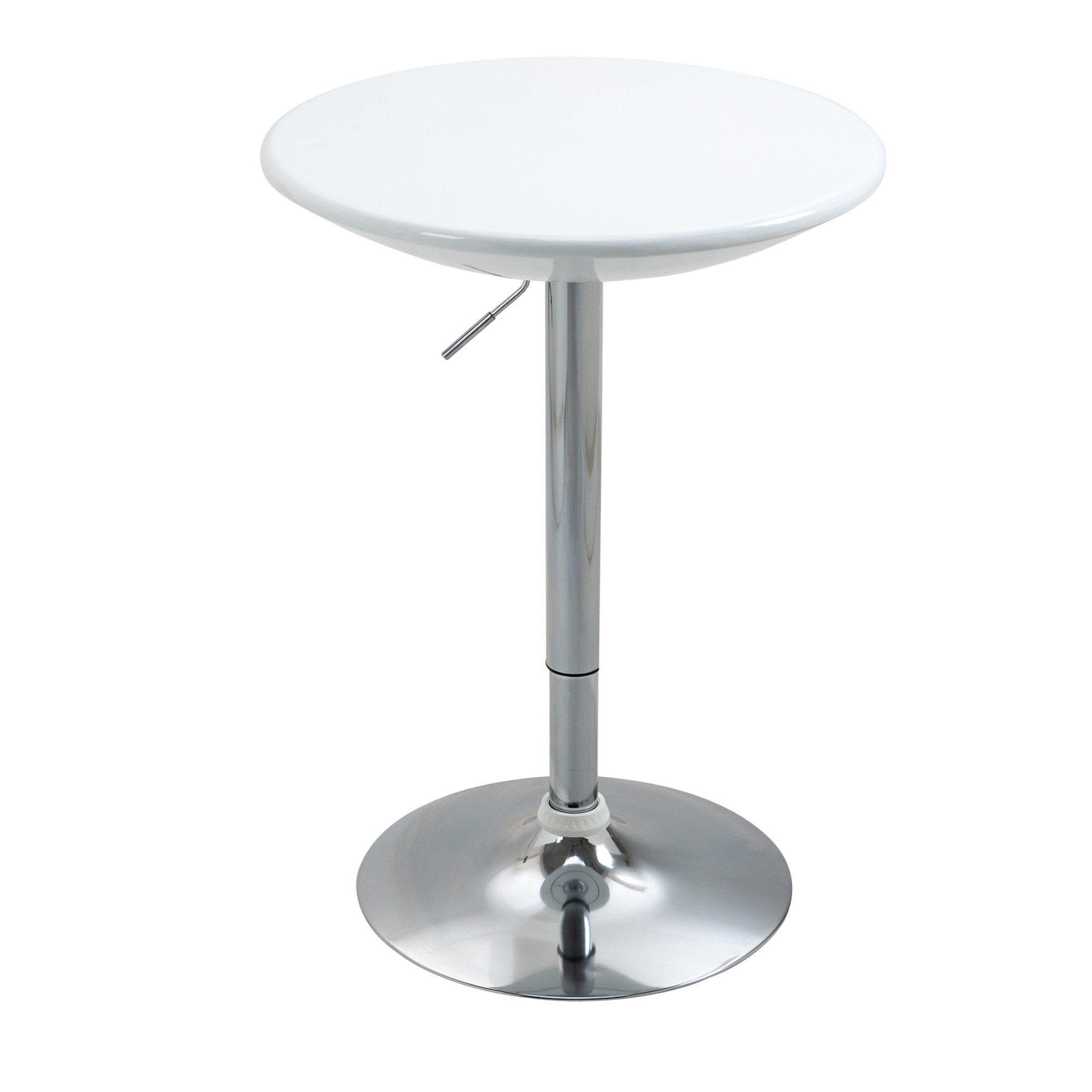 Easycomfort Tavolo Rotondo da Bar con Piano Girevole, Altezza Regolabile con Leva a Gas e Base in Acciaio, Φ61x76-97cm, Bianco