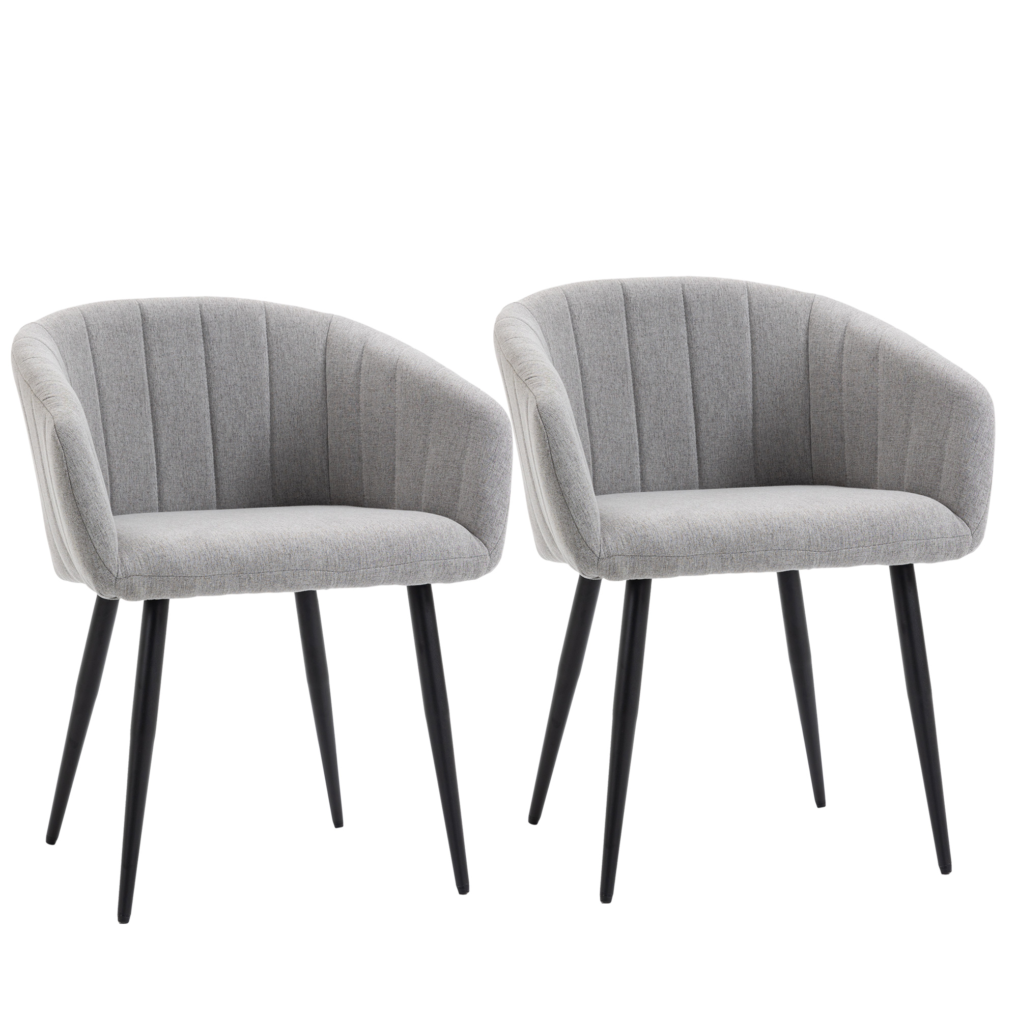 Easycomfort Set 2 Sedie Imbottite Moderne con Rivestimento in Tessuto per Soggiorno e Salotto, Grigio Chiaro