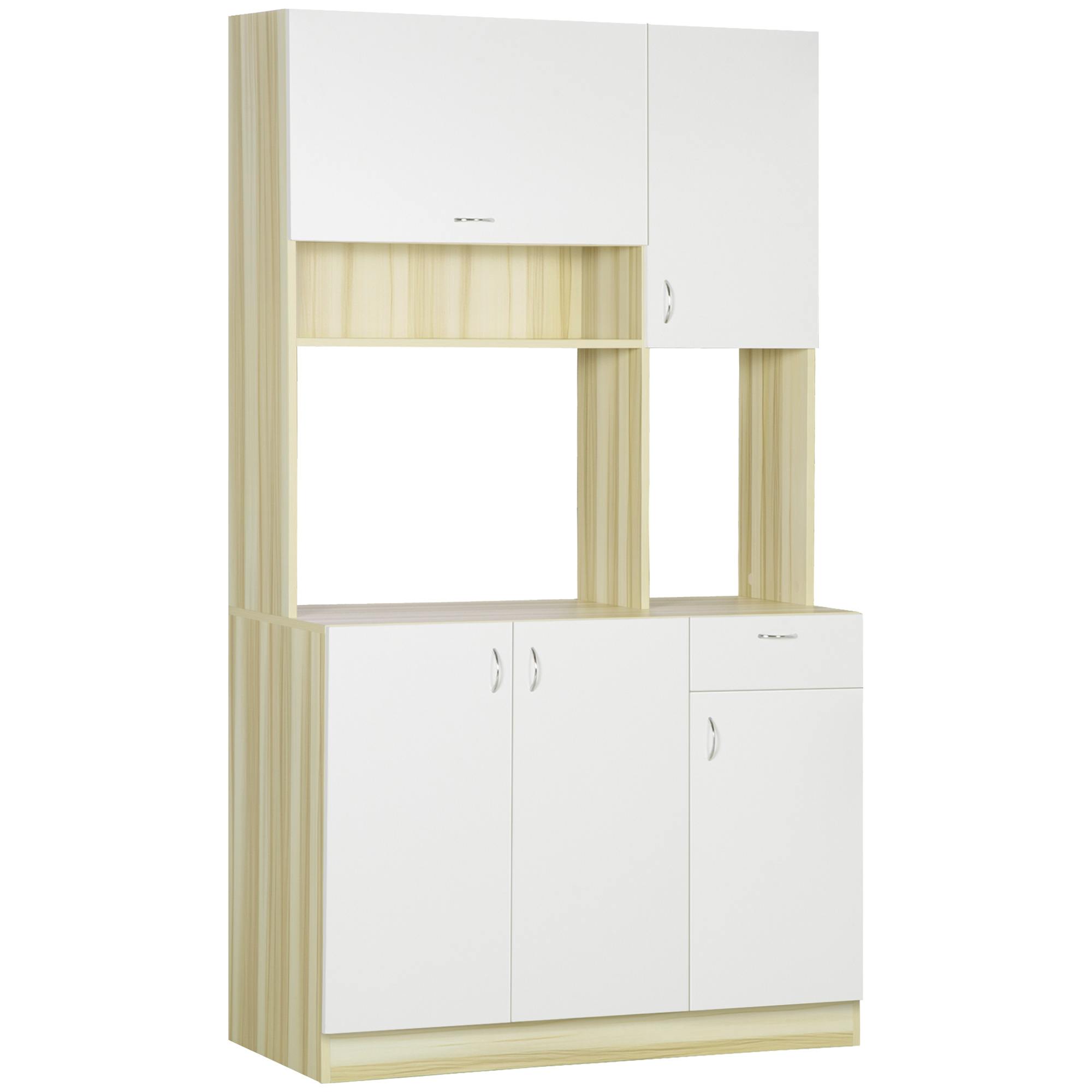 Easycomfort Mobile Buffet a 4 Porte per Cucina con 3 Armadietti, Cassetto e Piano d'Appoggio in Truciolato, 102x48x180 cm